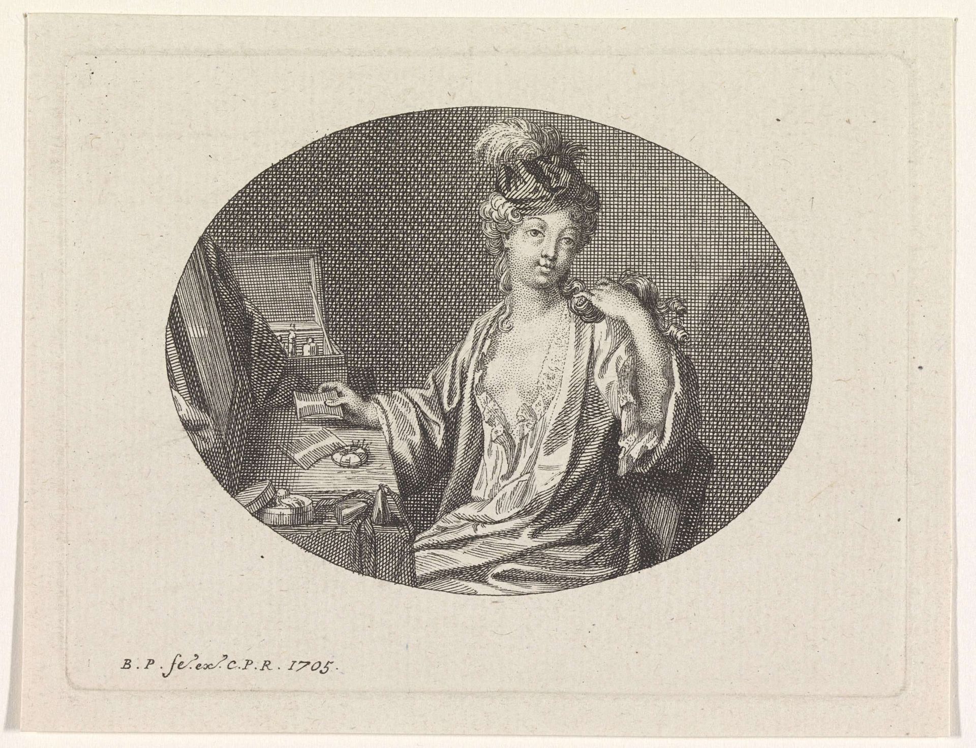 Vrouw aan haar toilet by Bernard Picart