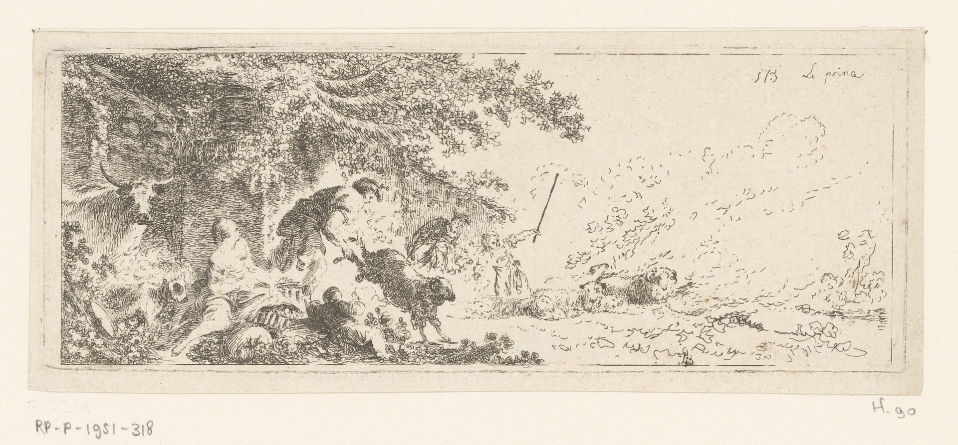 Pastorale scène met schapenherders by Jean Baptist Leprince