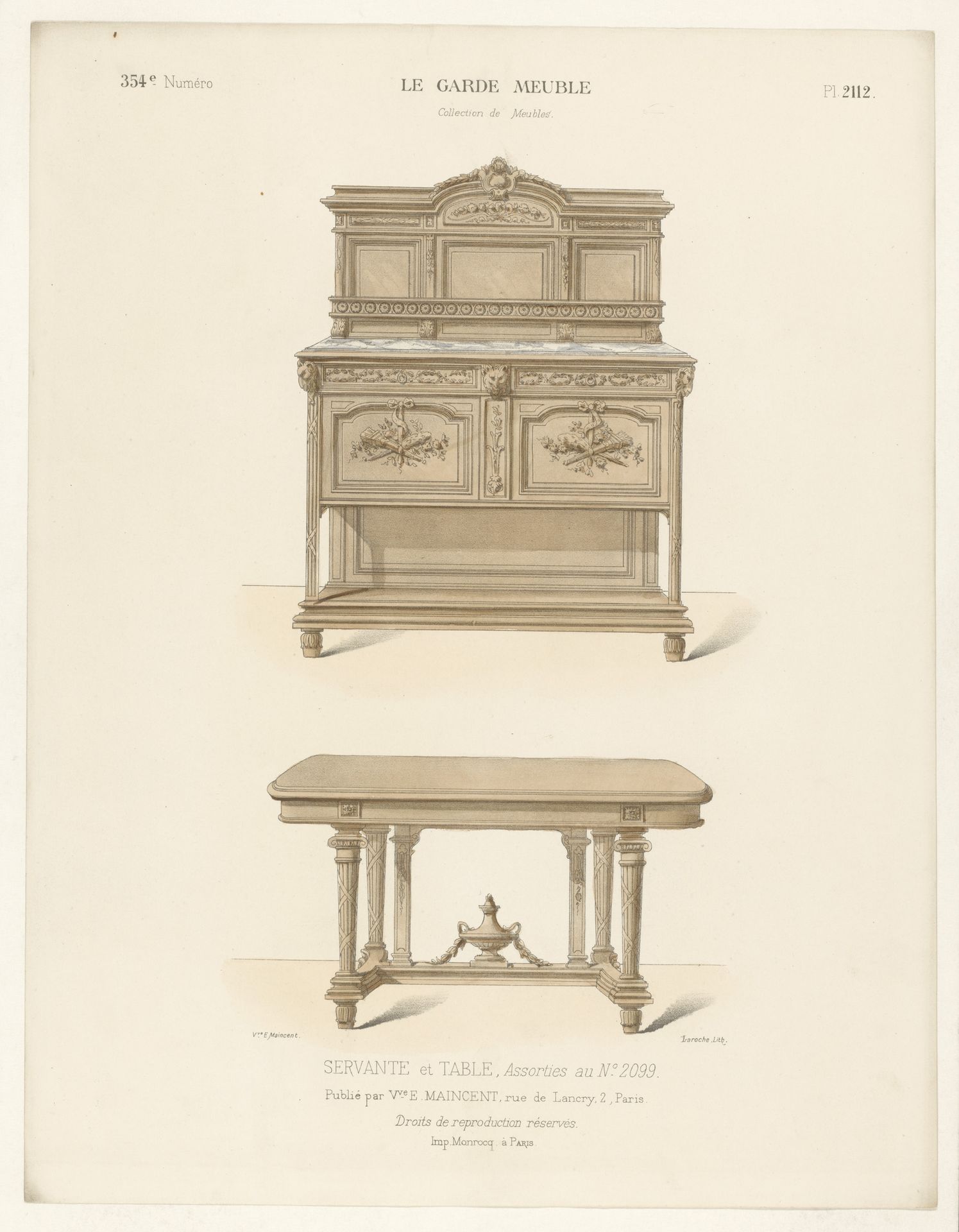 Kast en tafel by Léon Laroche