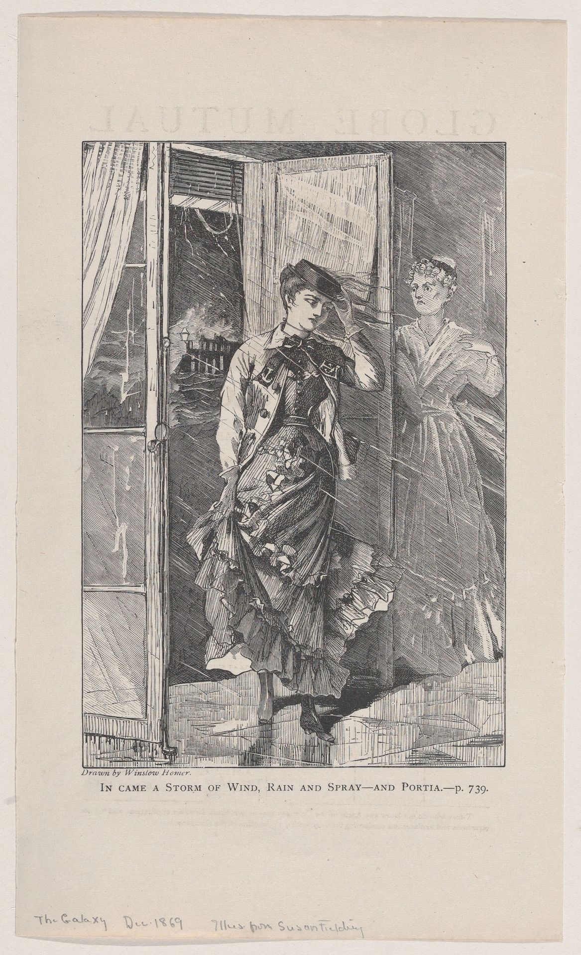 In Came a Storm of Wind, Rain and Spray – and Portia (The Galaxy, An Illustrated Magazine of Entertaining Reading, Vol. VIII) by Winslow Homer