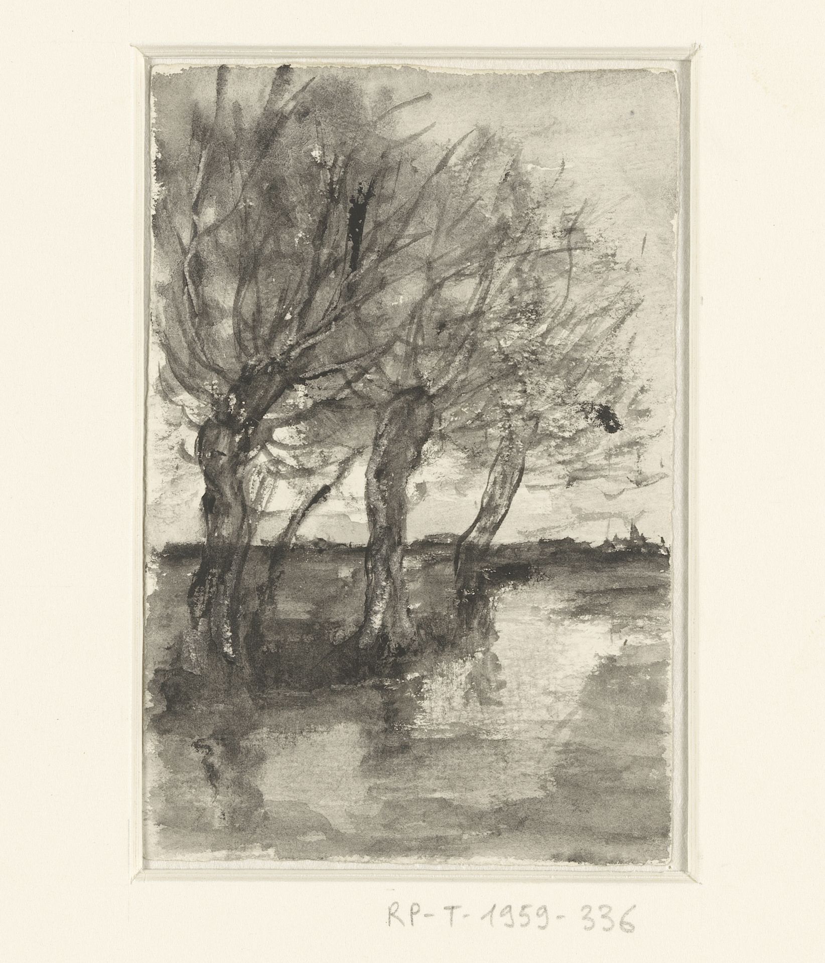 Bomen langs een sloot by Sientje Mesdag-van Houten