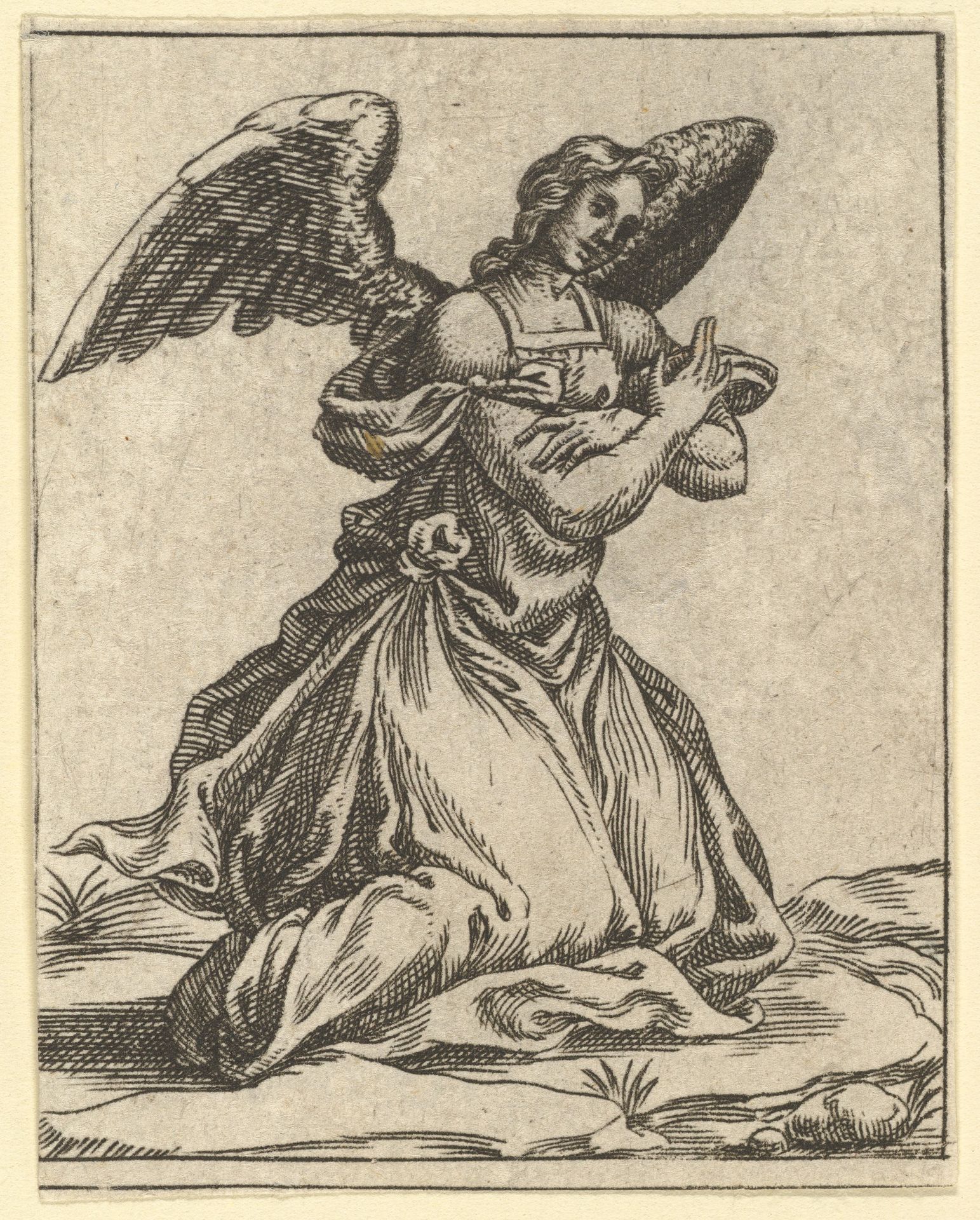 The Virgin of Sorrows: Angel; one of nine surrounding compartments from the Virgin of Sorrows, now separated by Giorgio Ghisi