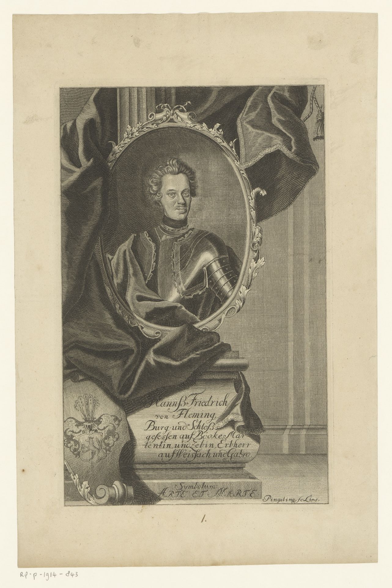 Portret van Johann Friedrich, Freiherr von Flemming by Gottfried Christian Pingeling