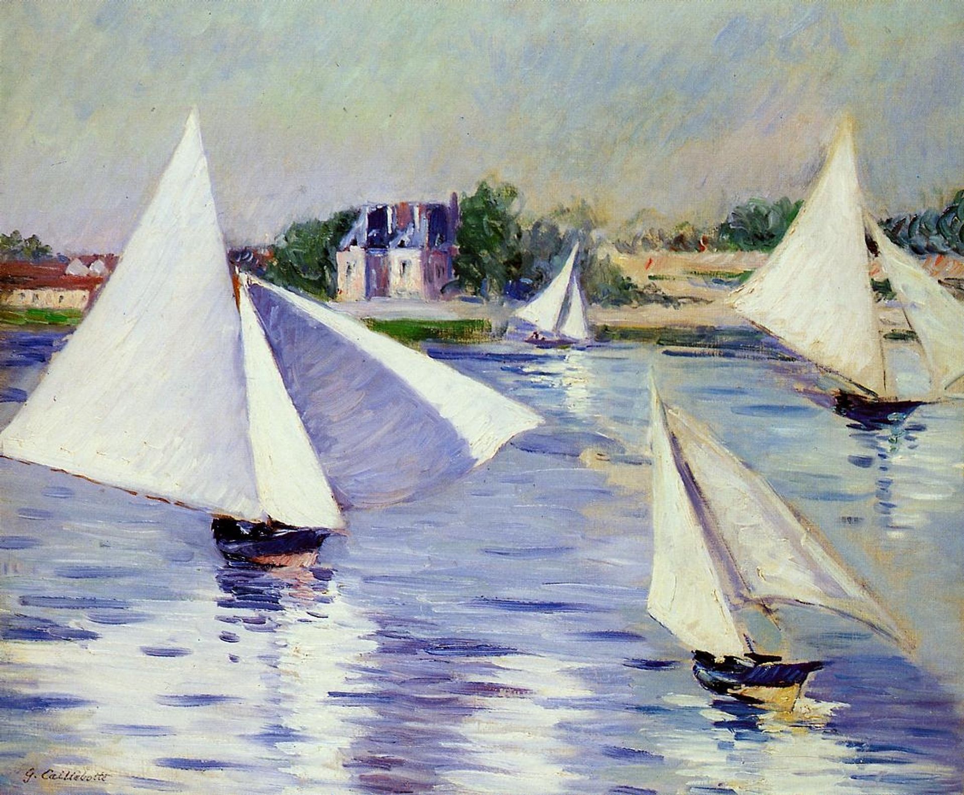 Sailboats on  the Seine at Argenteuil by Gustave Caillebotte
