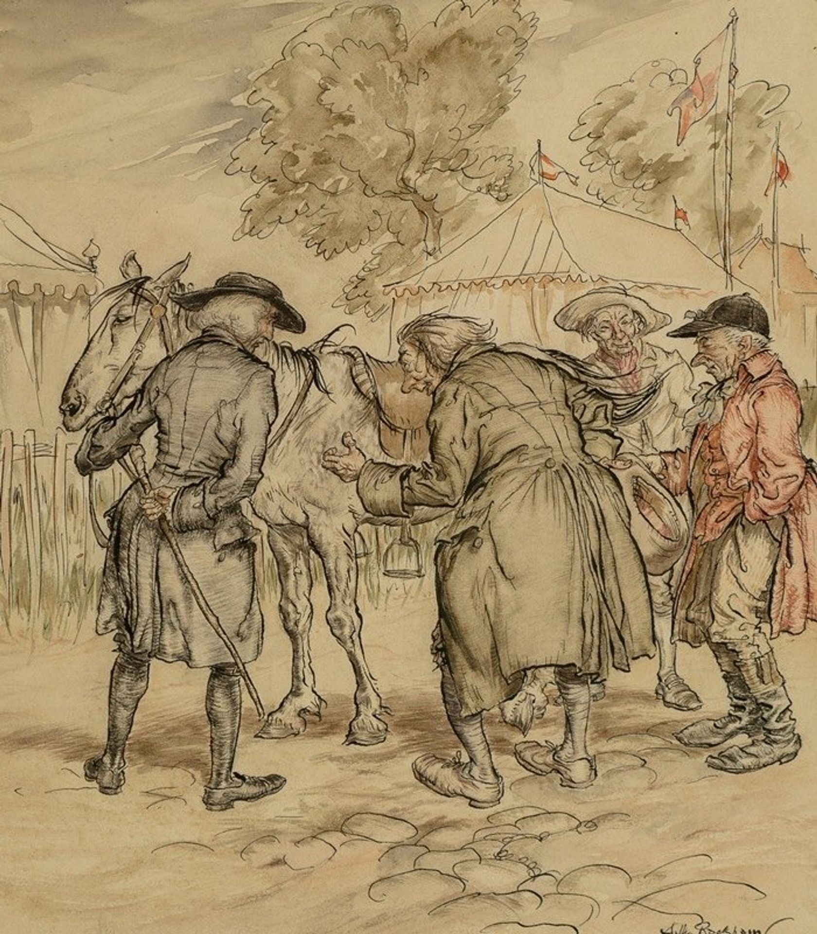 Horse-Trading at a Country Fair by Arthur Rackham