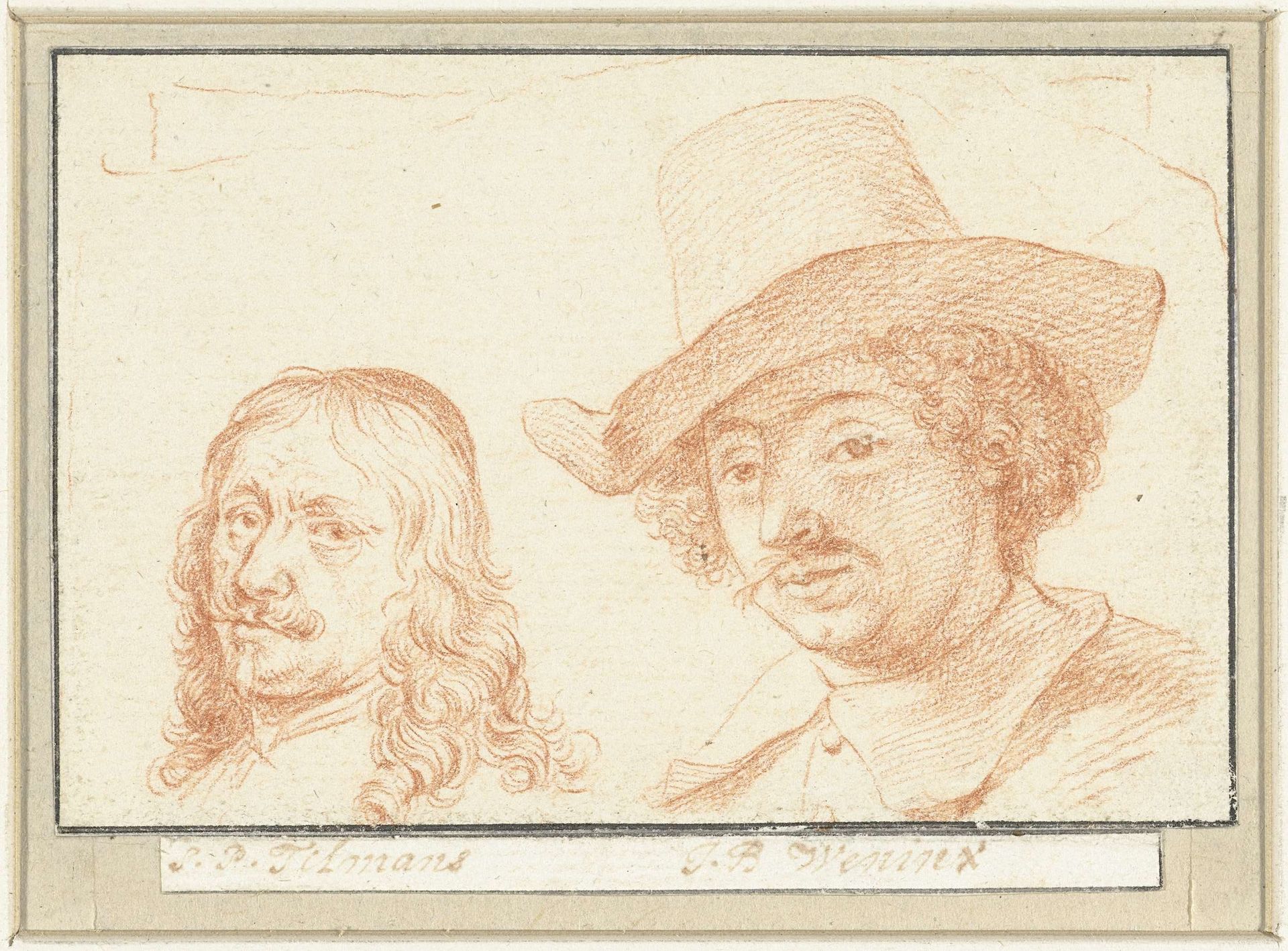 Portretten van Simon Peter Tilemann en Jan Baptist Weenix by Jacob Houbraken