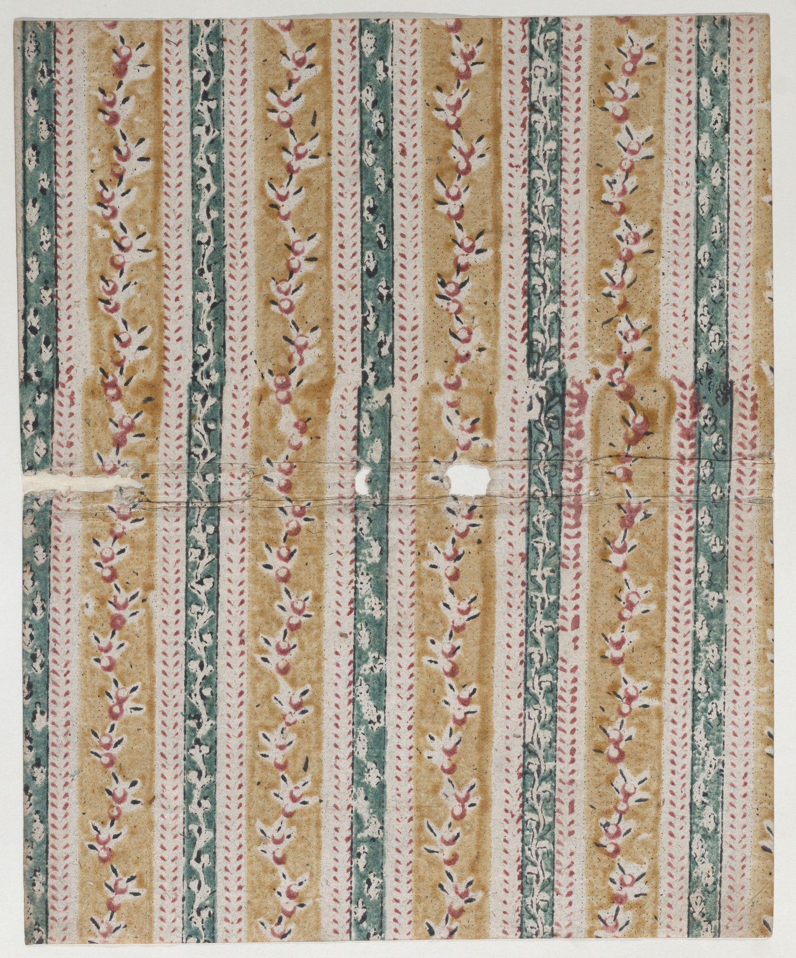 Book cover with yellow and green striped floral pattern by Anonymous