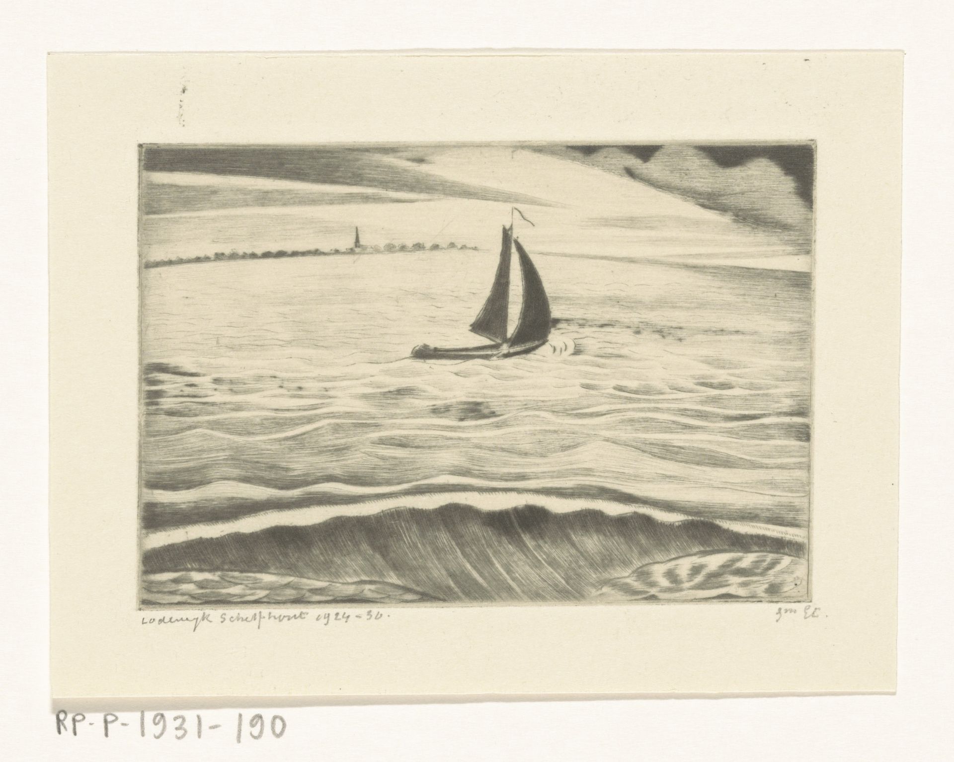 Zeilschip bij Marken by Lodewijk Schelfhout