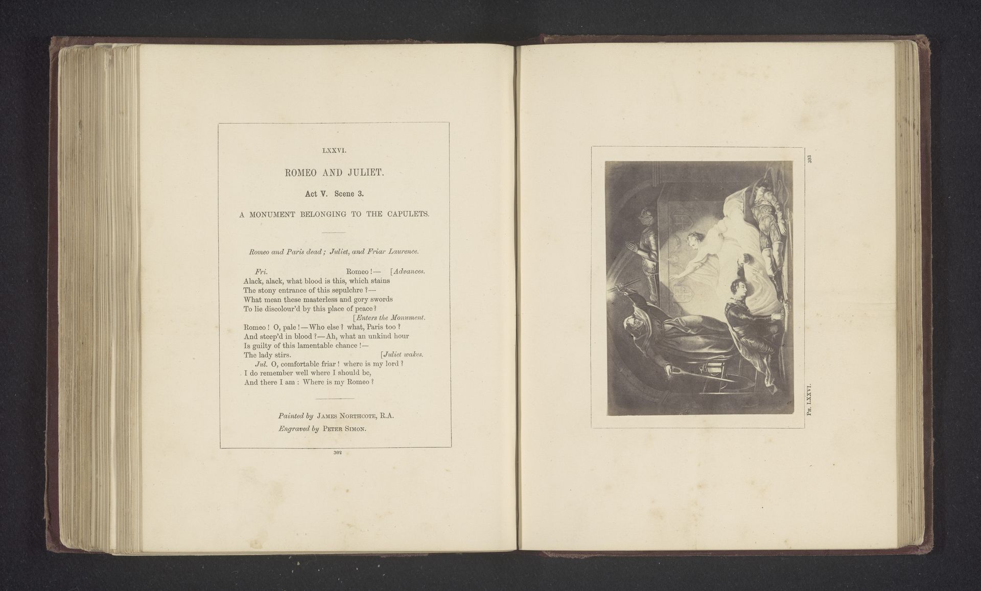 Fotoreproductie van een prent naar een schilderij door James Northcore, voorstellend een scene uit Romeo en Julia door William Shakespeare by Stephen Ayling