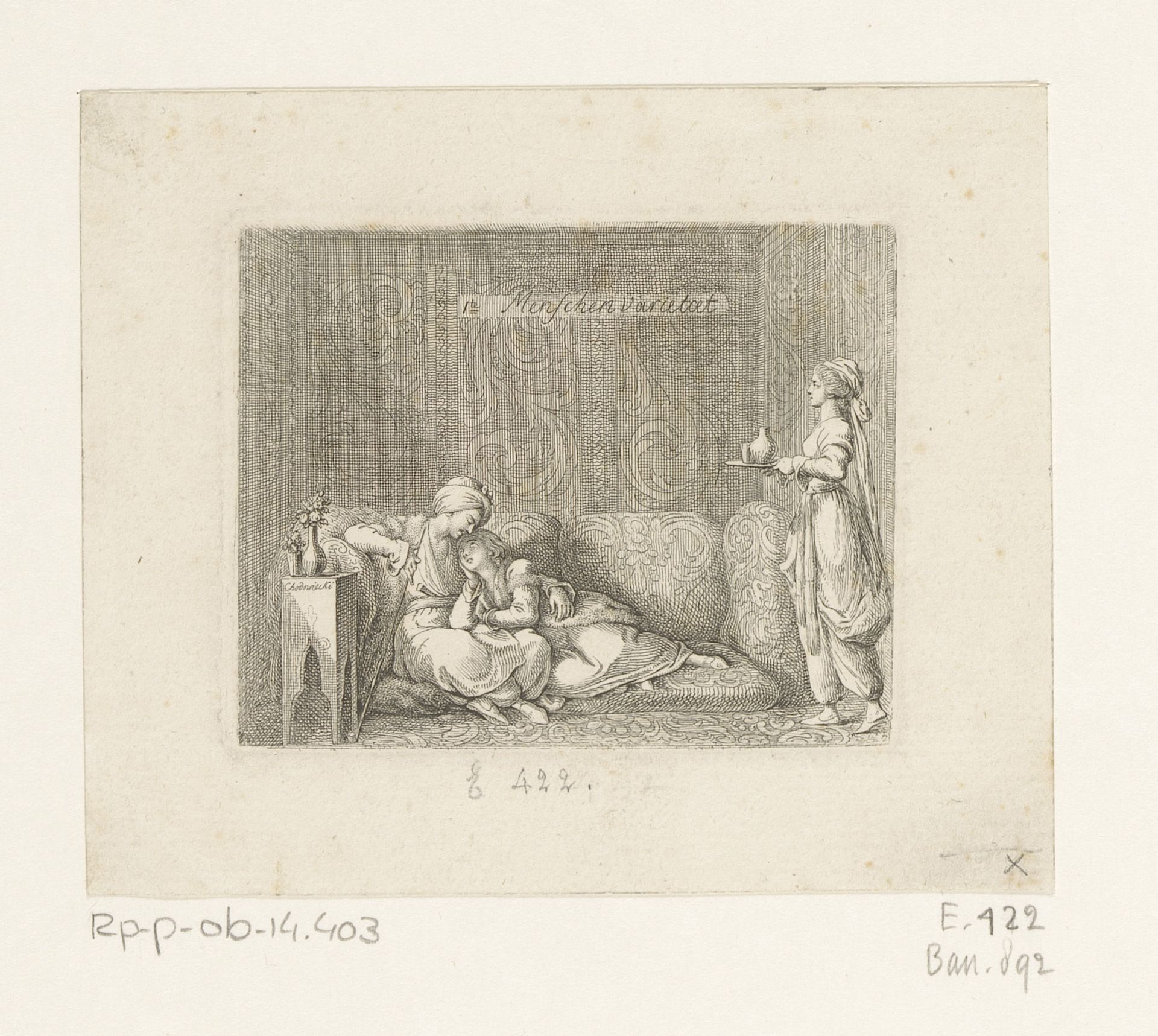 Oriëntaalse man en vrouw op een divan by Daniel Nikolaus Chodowiecki