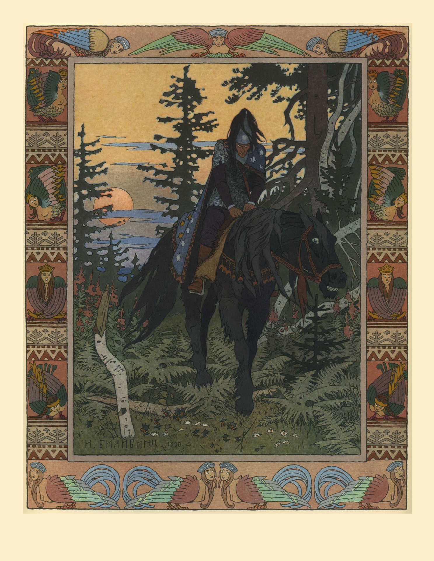 Illustration for the fairy tale "Vasilisa the Beautiful" by Ivan Bilibin