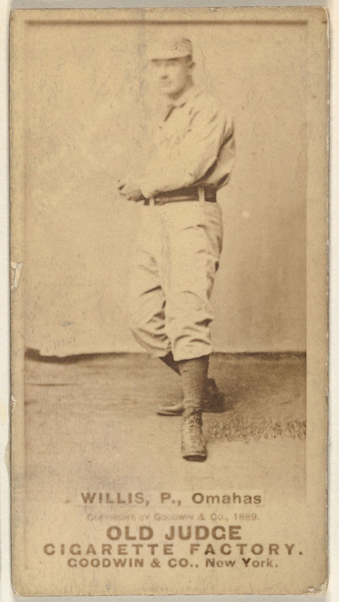 Willis, Pitcher, Omaha Omahogs/ Lambs, from the Old Judge series (N172) for Old Judge Cigarettes by Goodwin & Company