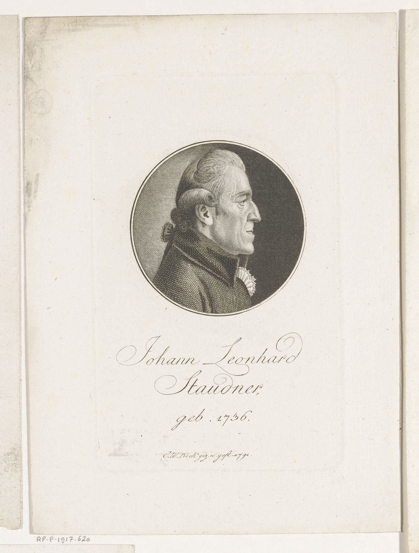 Portret van Johann Leonhard Staudner by Christoph-Wilhelm Bock