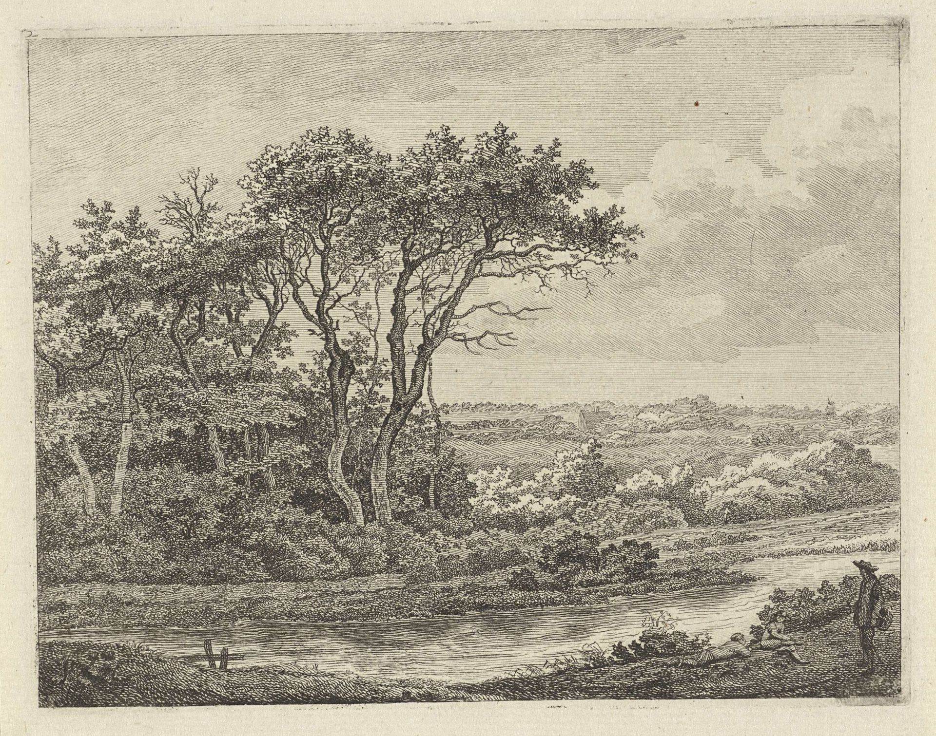 Landschap met rivier by Adrianus Serné