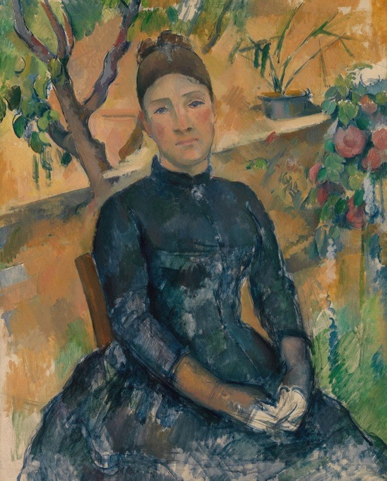 Madame Cézanne in the Conservatory by Paul Cézanne