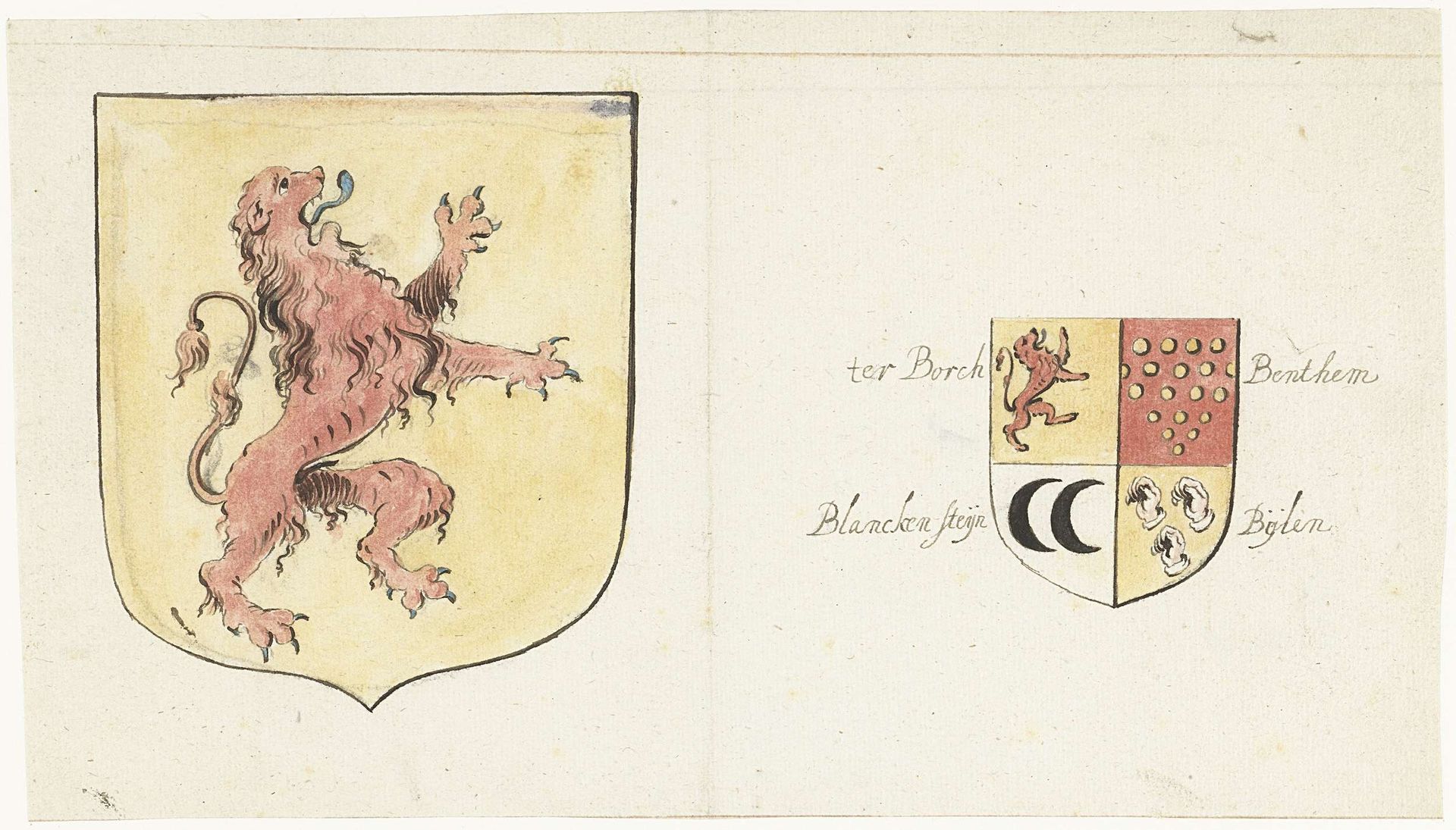 Twee wapenschilden by Gesina ter Borch