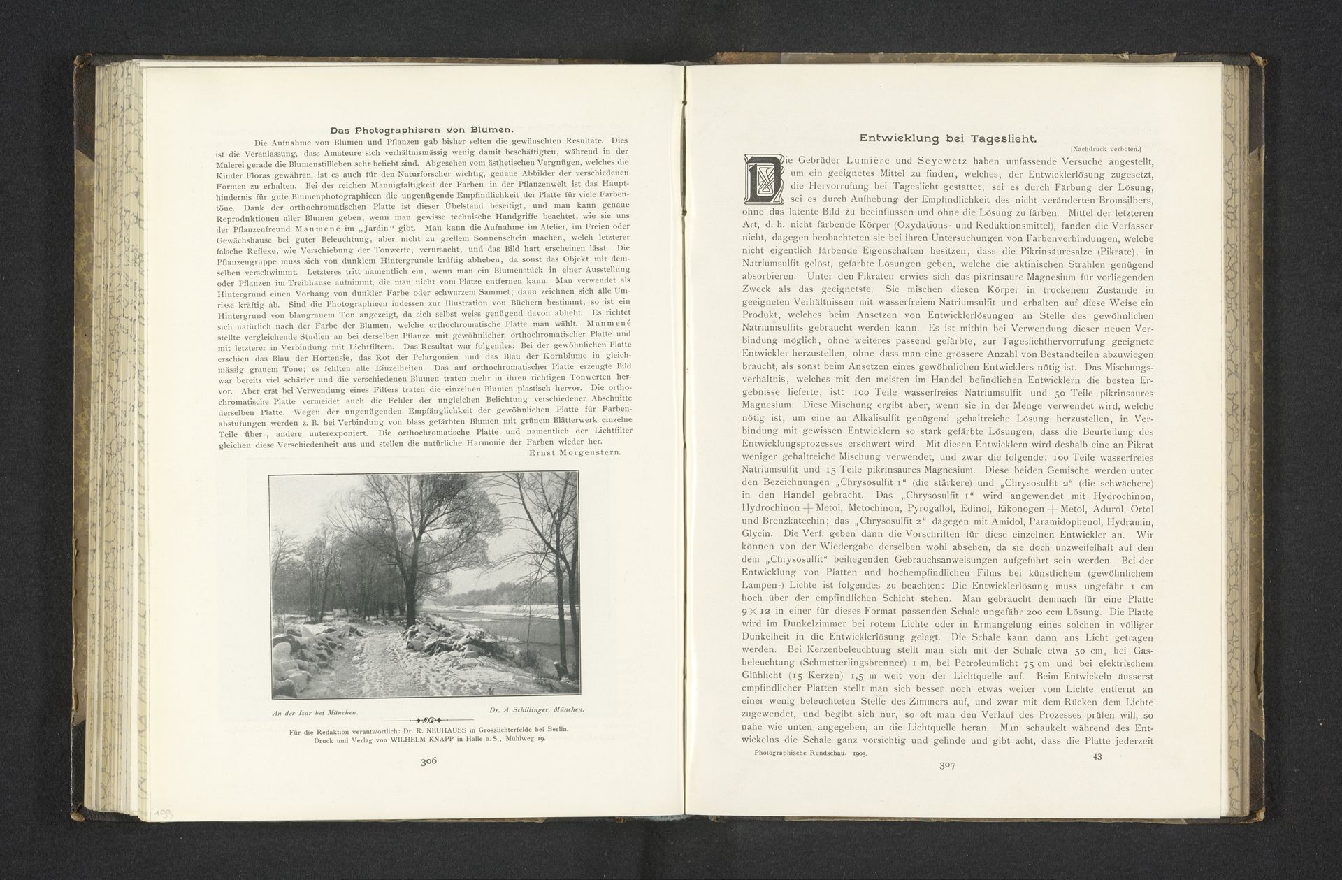 Gezicht op rivier de Isar bij München by A. Schillinger