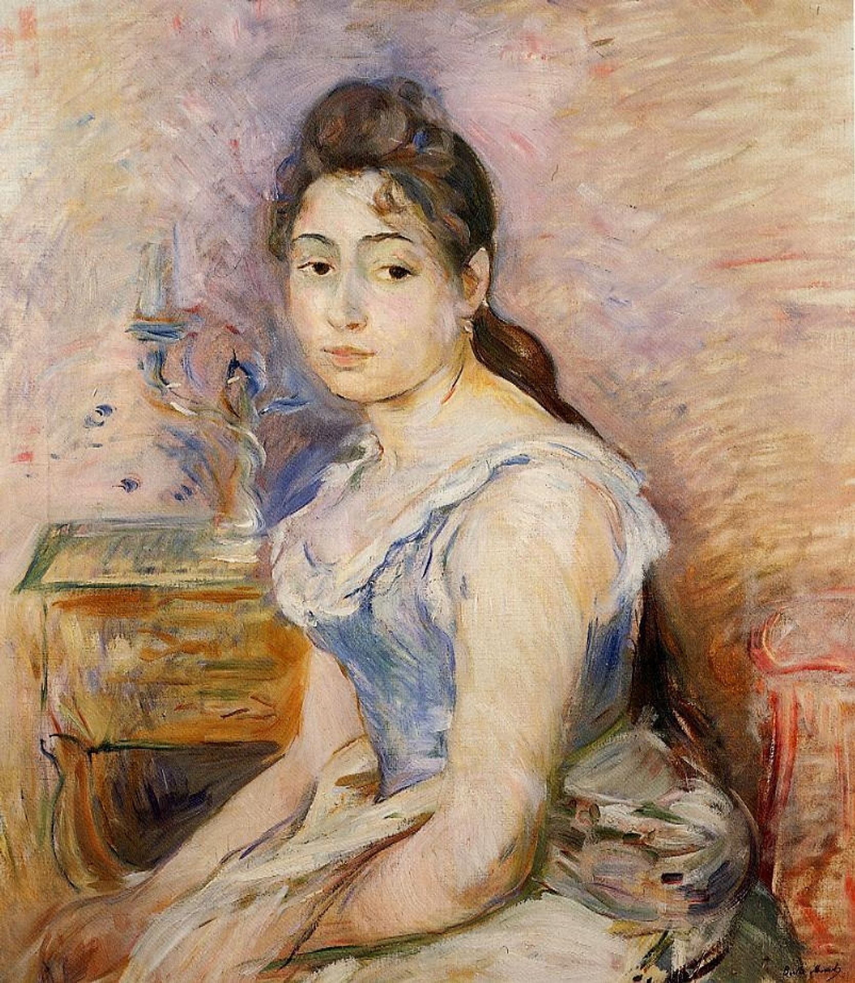 Young Woman in a Blue Blouse by Berthe Morisot