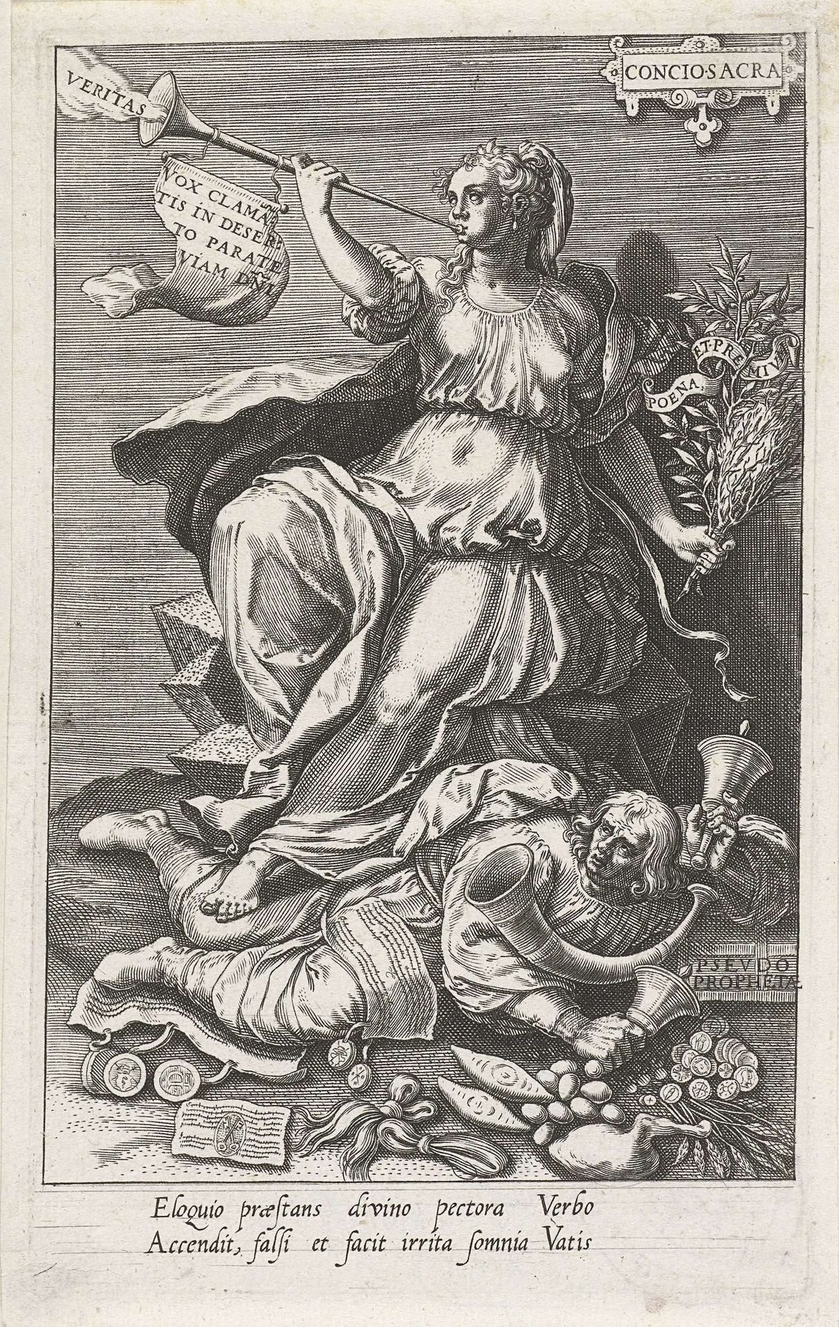 Geweten (Conciosacra) overwint Valse profeten (Pseudo prophetae) by Johann Sadeler I