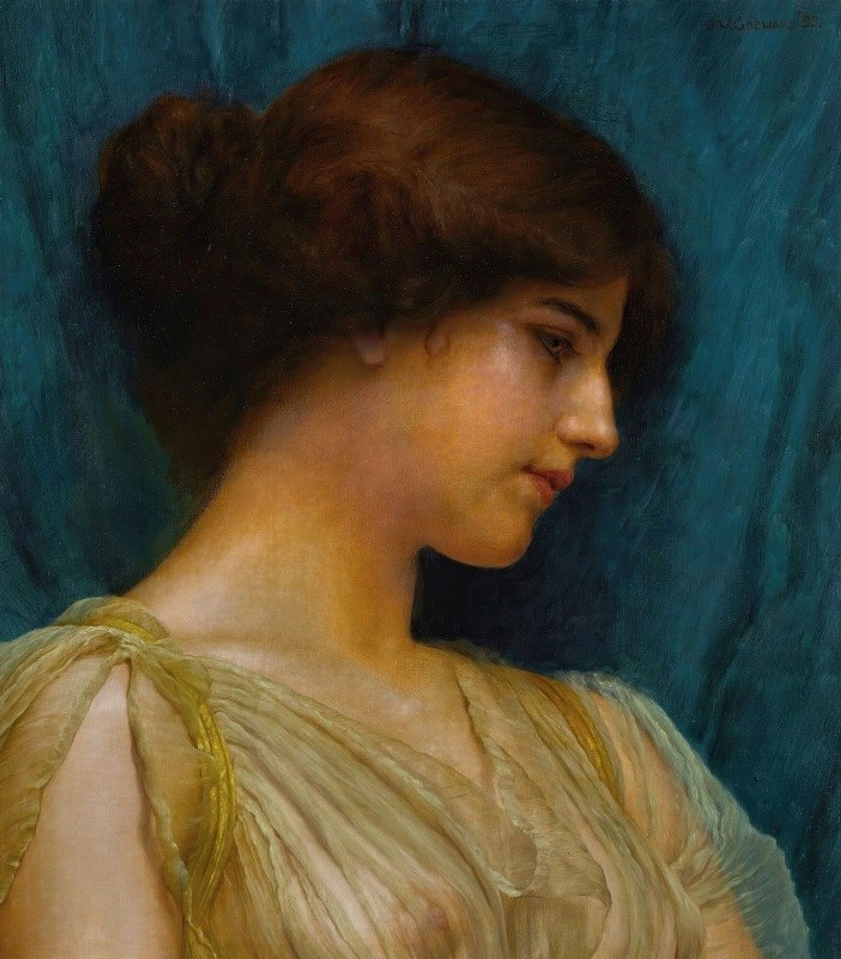 Study of a girl’s head by John William Godward