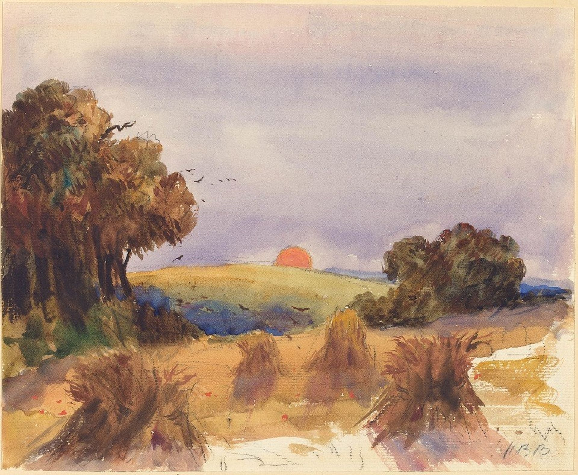 A Cornfield at Sunset by Hercules Brabazon Brabazon
