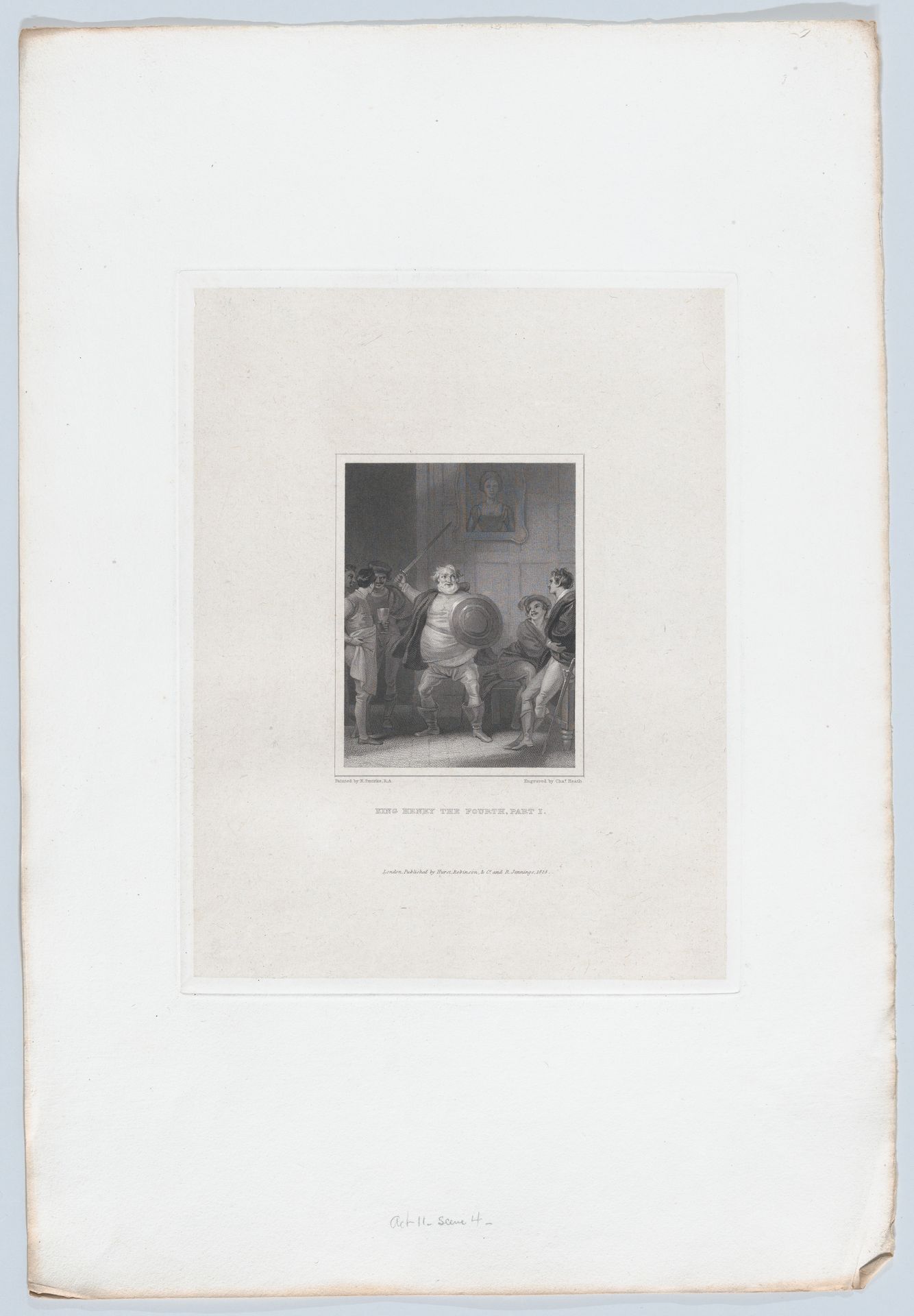 Prince Henry and Falstaff at the Boar's Head Tavern, Eastcheap (Shakespeare, King Henry the Fourth, Part I, Act 2, Scene 4) by Charles Heath, the elder