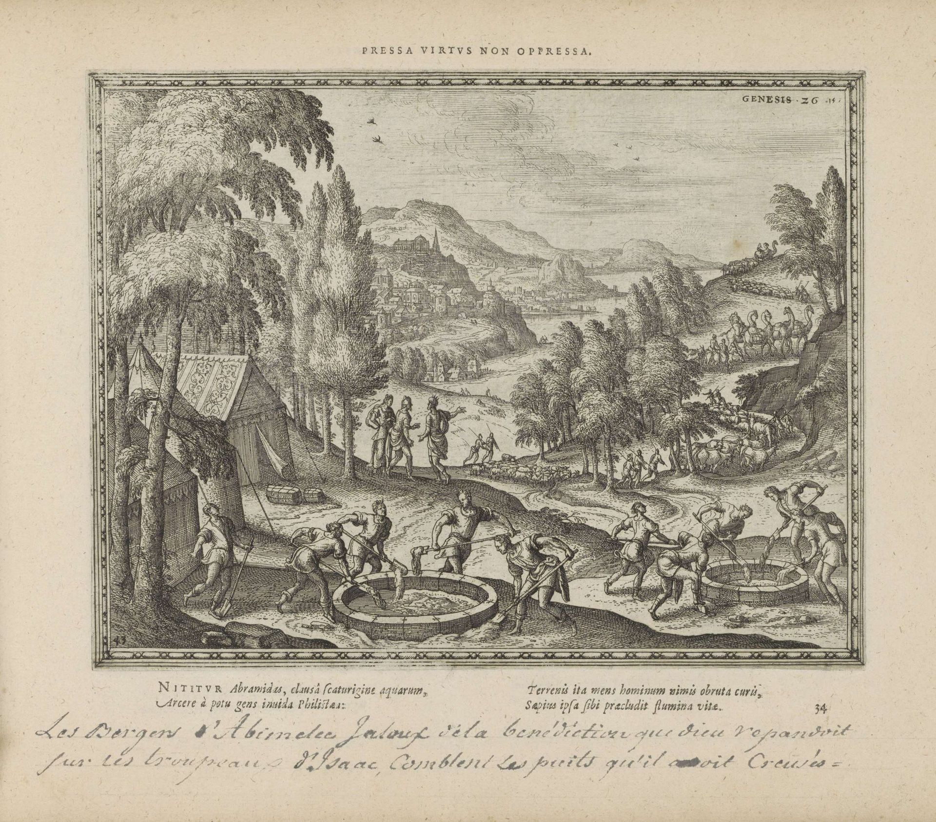 Filistijnen dempen de putten uit jaloezie by Pieter van der (I) Borcht