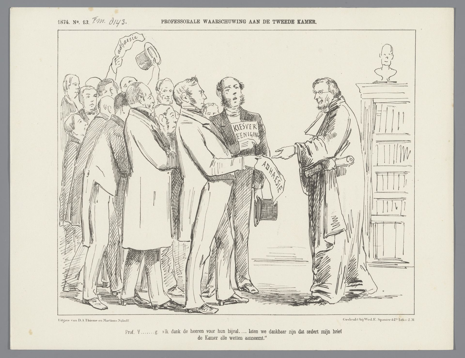 Spotprent op Prof. S. Vissering, 1874 by Johan Michaël Schmidt Crans