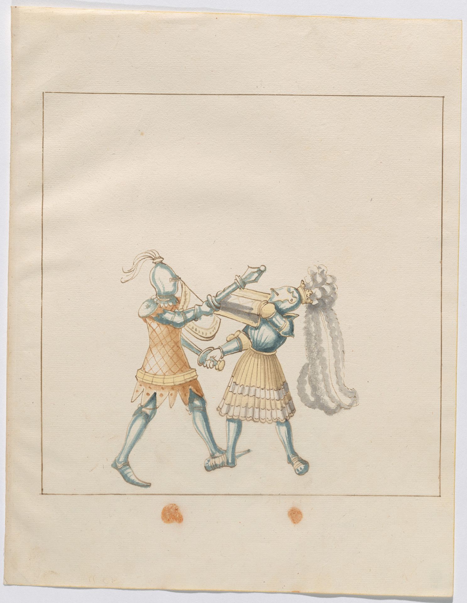 Foot Combat with Maces and Tartsche Shields by Anonymous