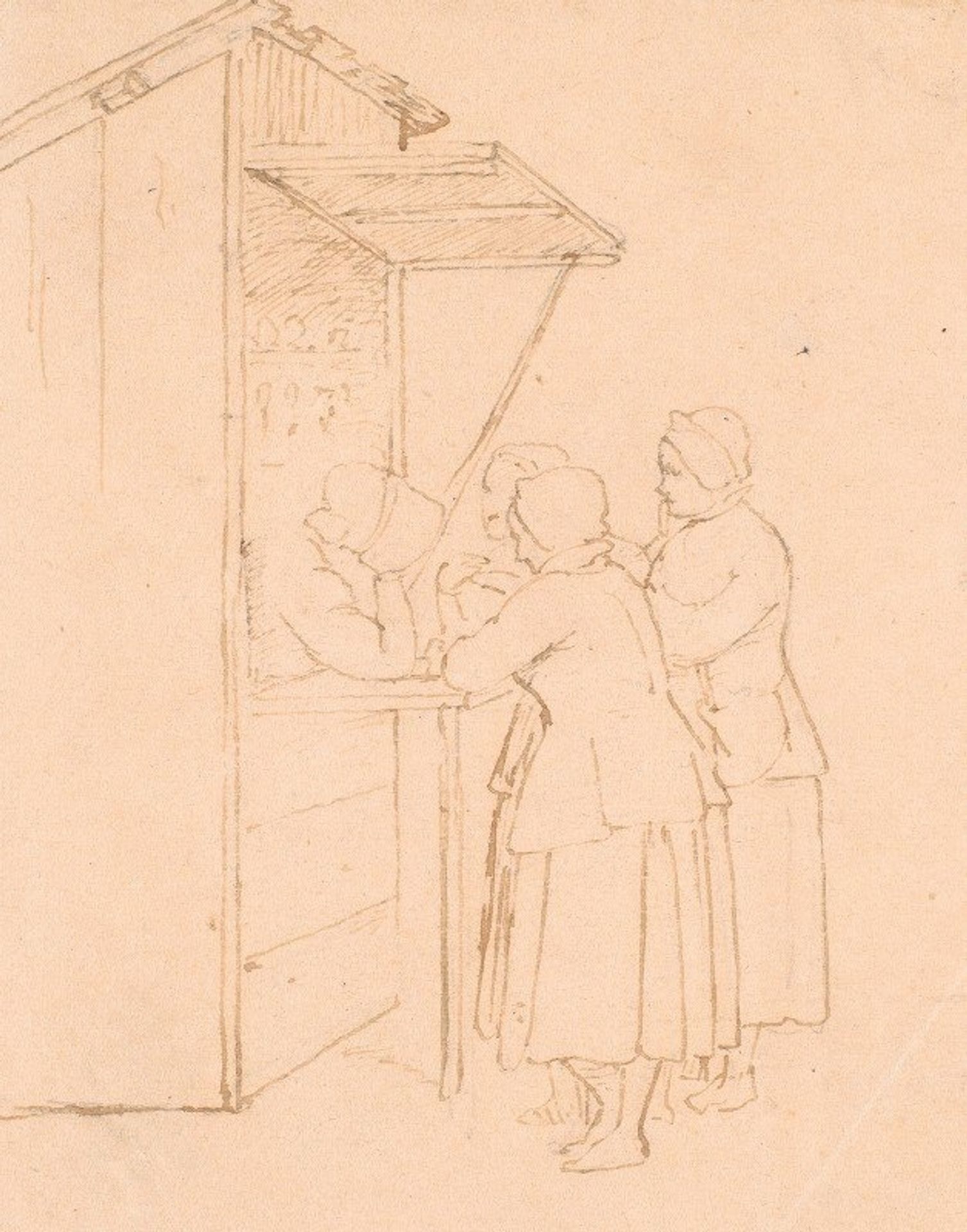Svenske bondekoner ved en handelsbod by Wilhelm Marstrand