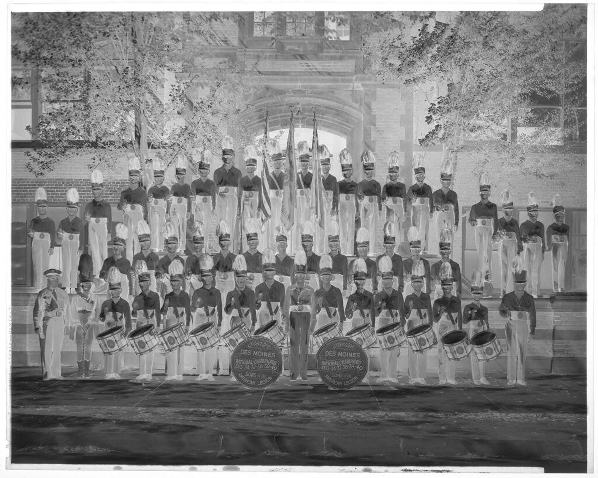 Untitled (Des Moines marching band, group portrait) by John Deusing