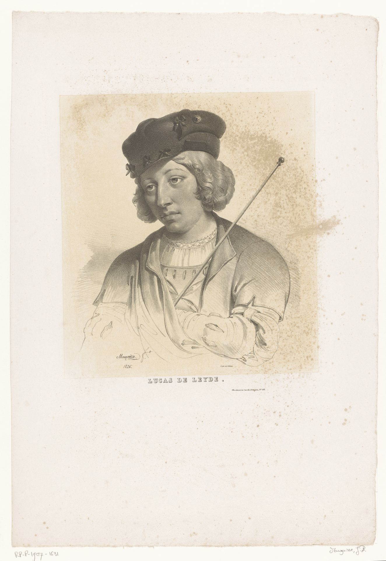Portret van Lucas van Leyden by Jean-Baptiste Mauzaisse