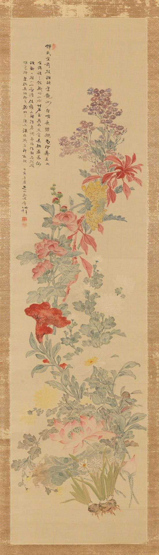 Flowers [left of a triptych of Kegon Falls and Flowers] by Ishikawa Kosai