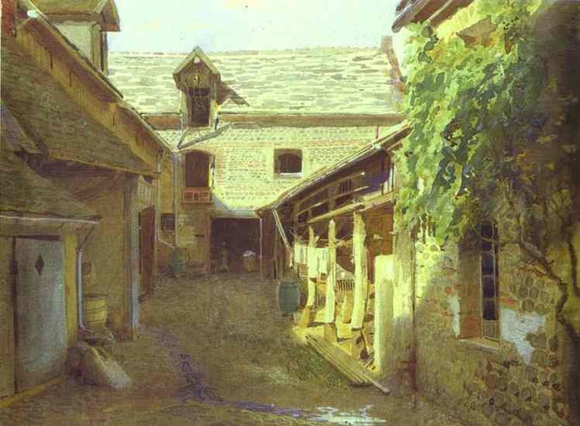 Village-Yard-in-France by Ivan Kramskoy