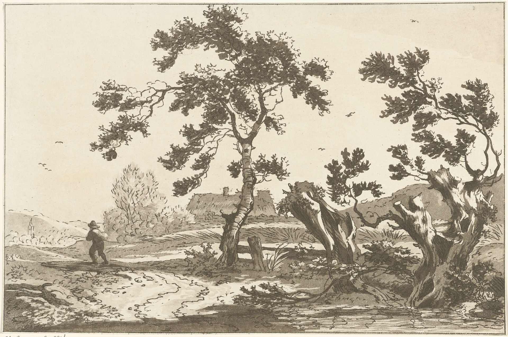 Bomen langs een weg by Hendrik Meijer