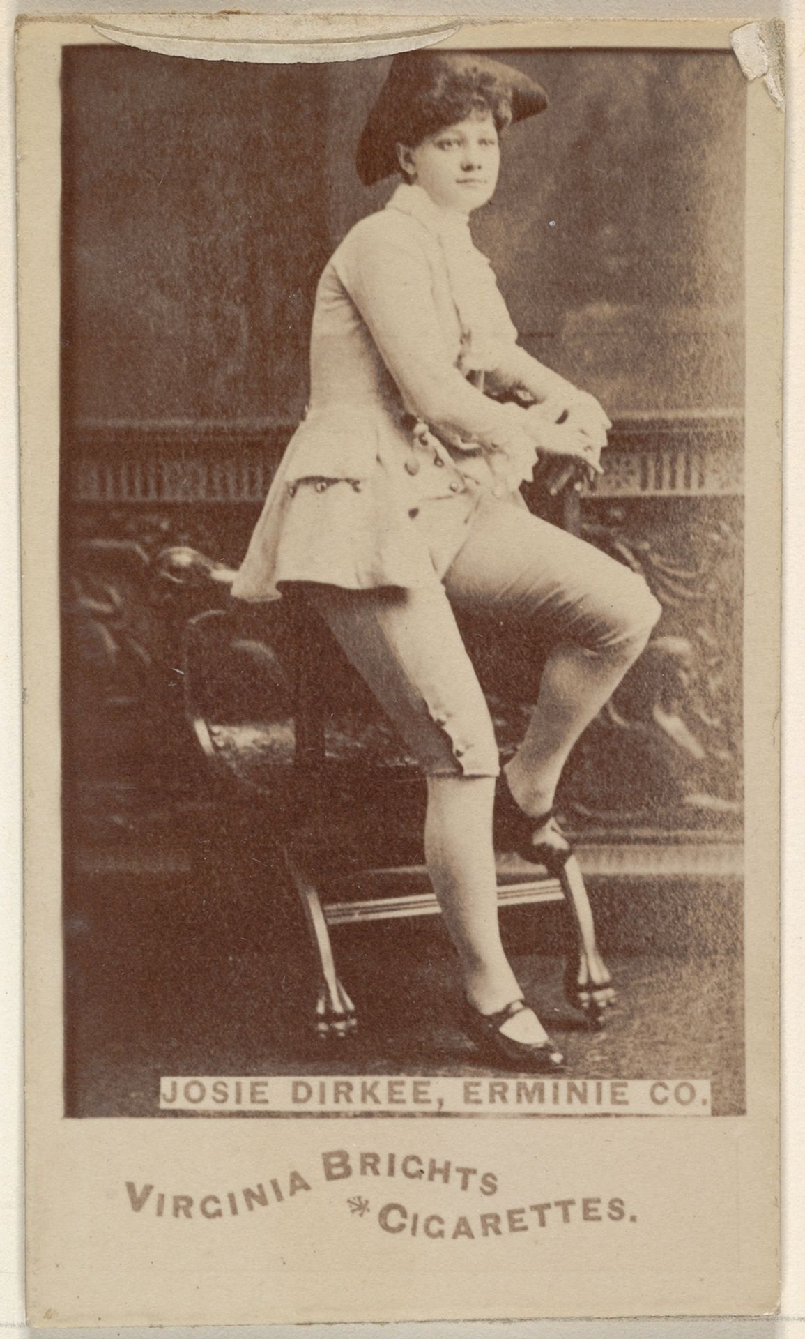 Josie Dirkee, Erminie Co., from the Actors and Actresses series (N45, Type 6) for Virginia Brights Cigarettes by Allen & Ginter