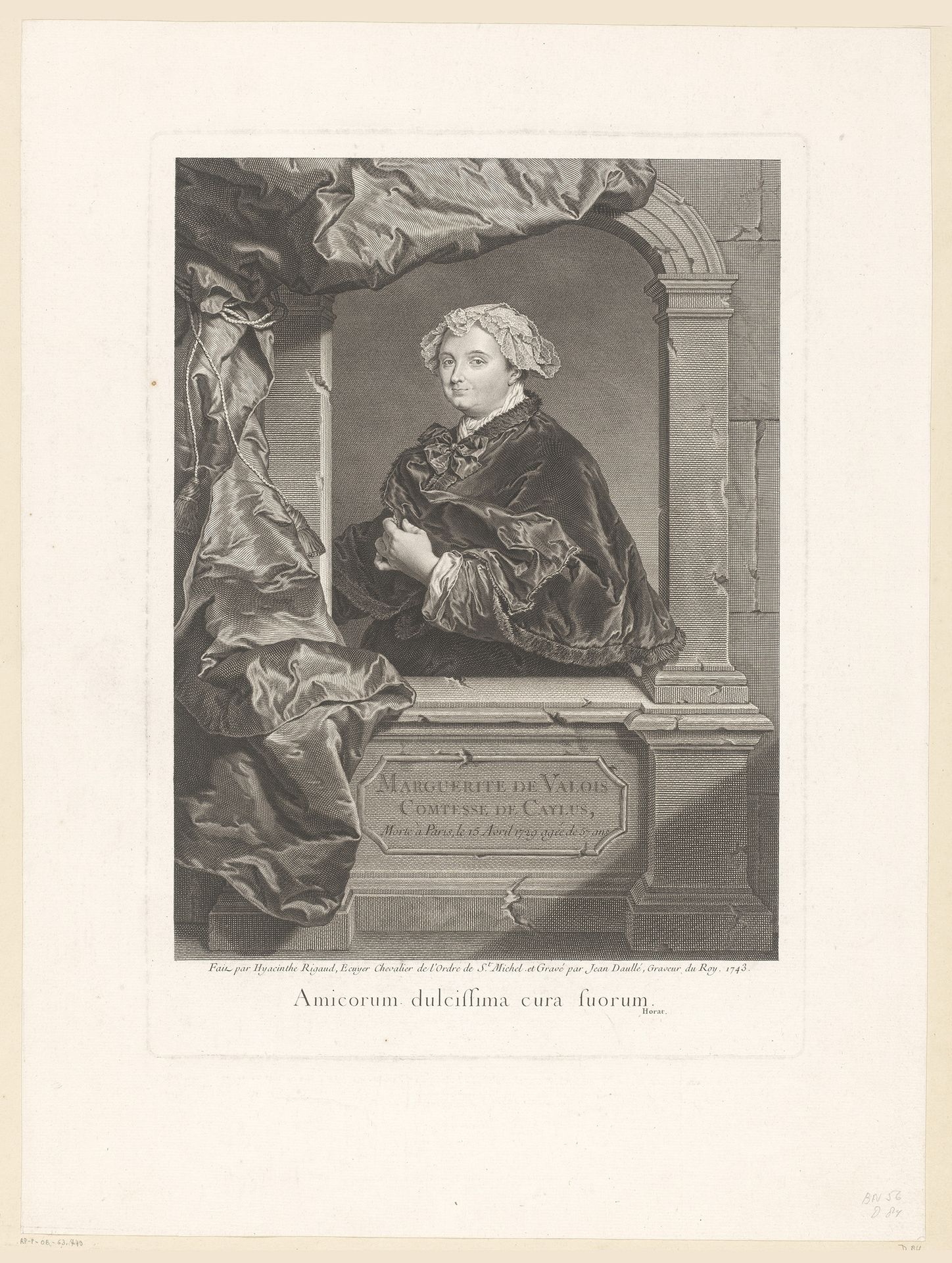 Portret van Marthe-Marguerite de Caylus by Jean Daullé