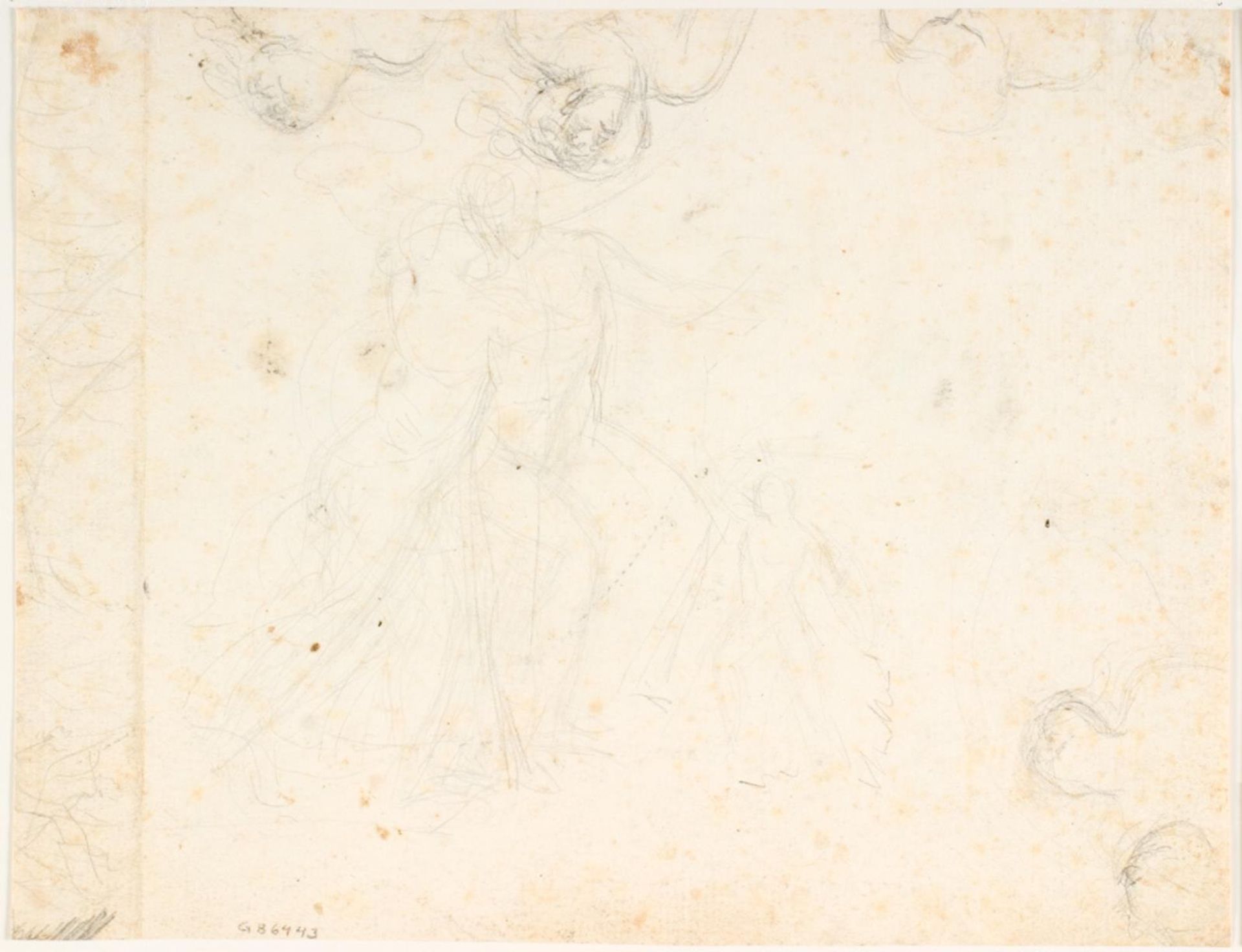 Studiehoved og skitse af en ung mand og kvinde by C.G. Kratzenstein Stub