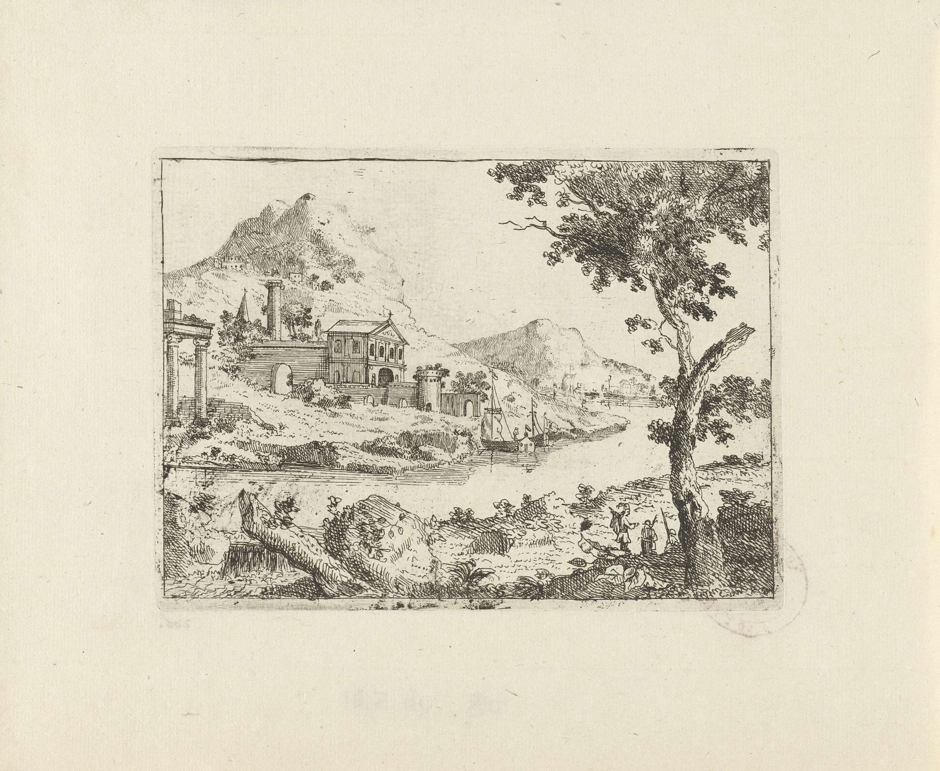 Rivierlandschap met kerk by Pieter (I) Langendijk