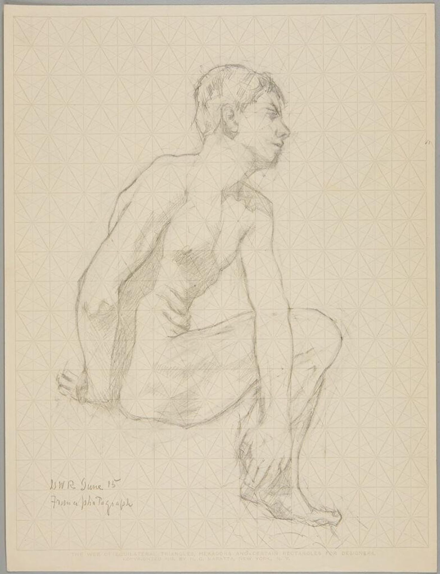 Seated Male Nude with Right Arm Behind Him by Denman Waldo Ross