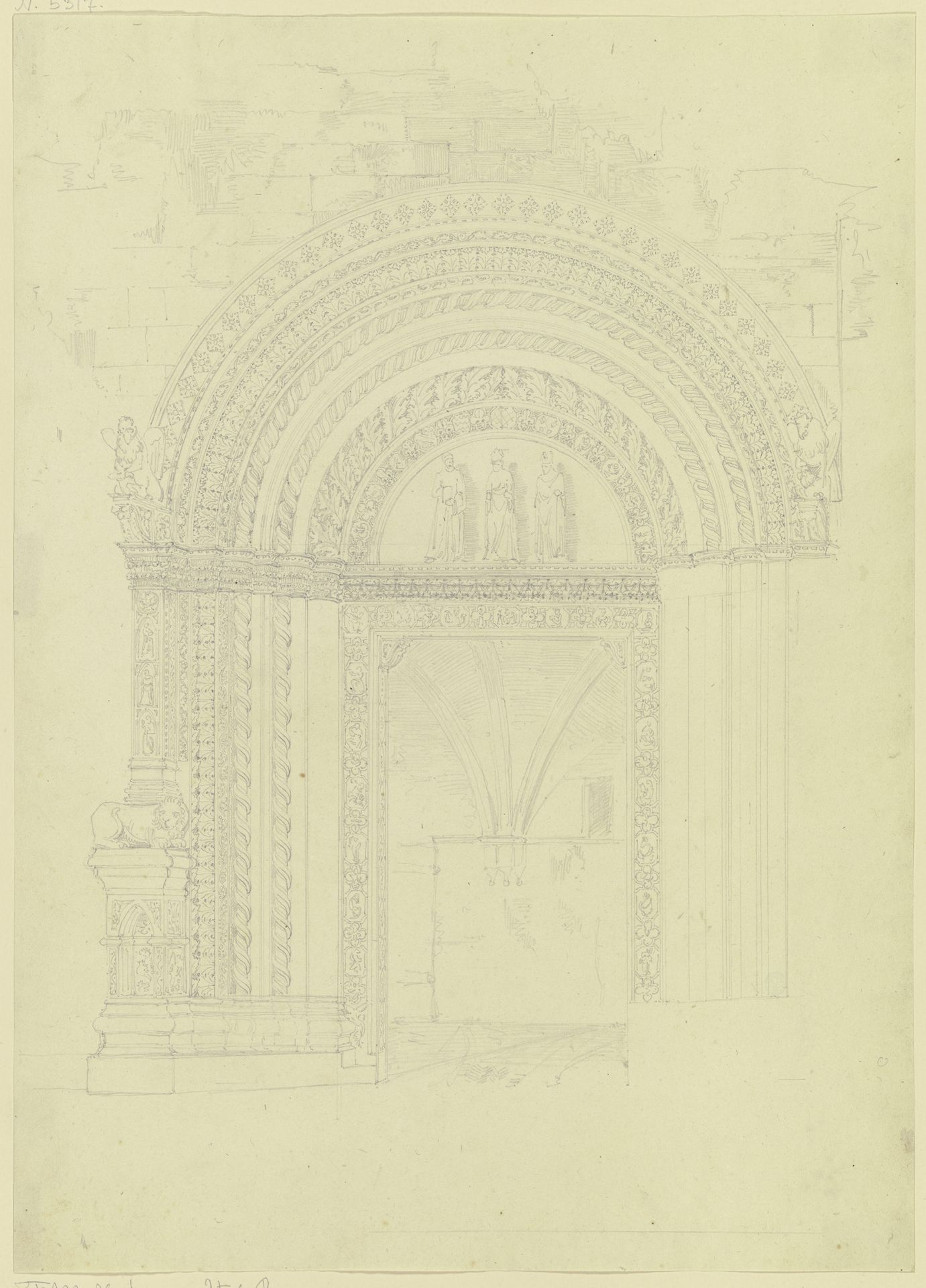 Romanisches Kirchenportal in Italien by Friedrich Maximilian Hessemer