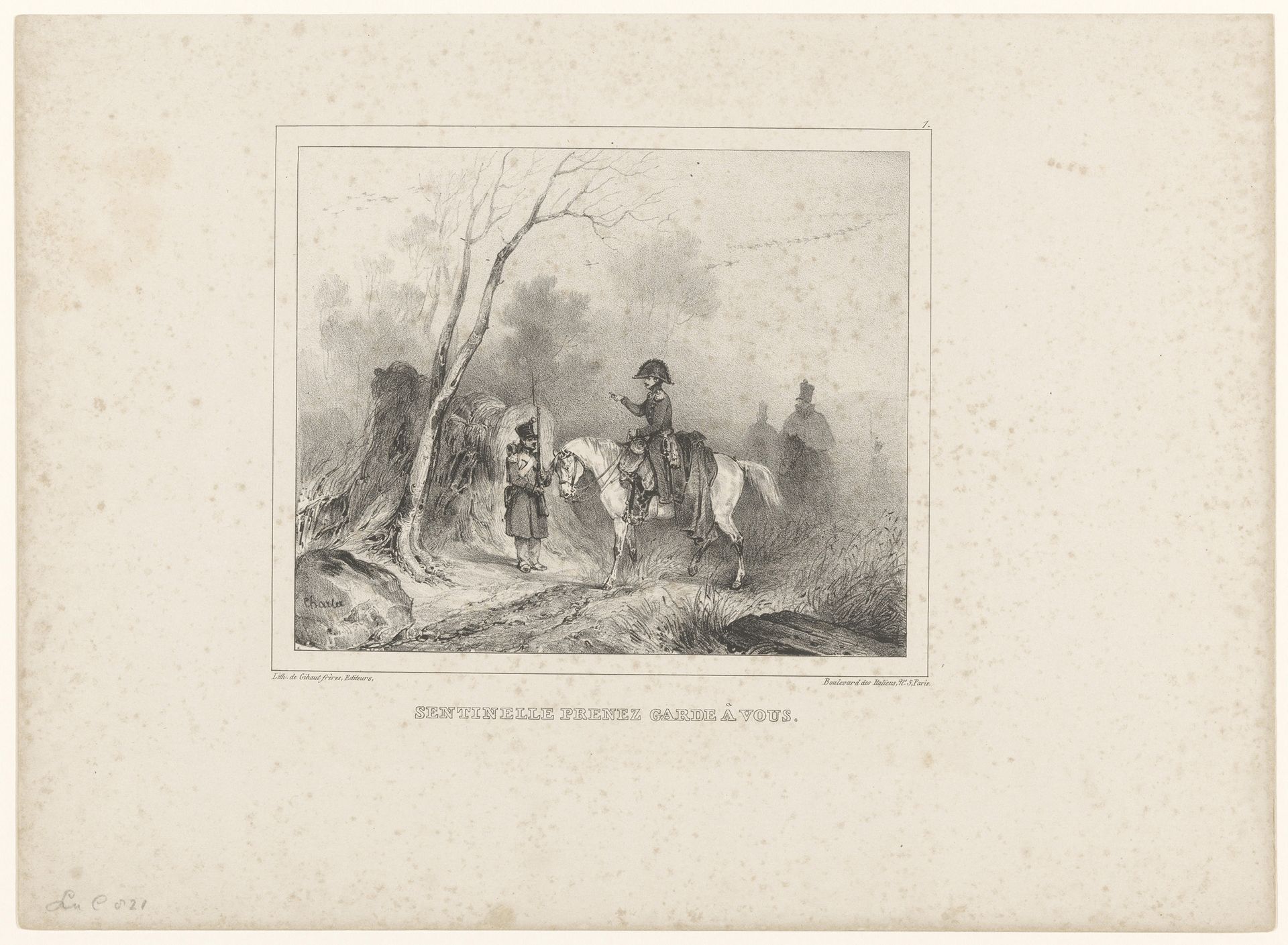 Officier geeft soldaat opdracht om de wacht te houden by Nicolas Toussaint Charlet