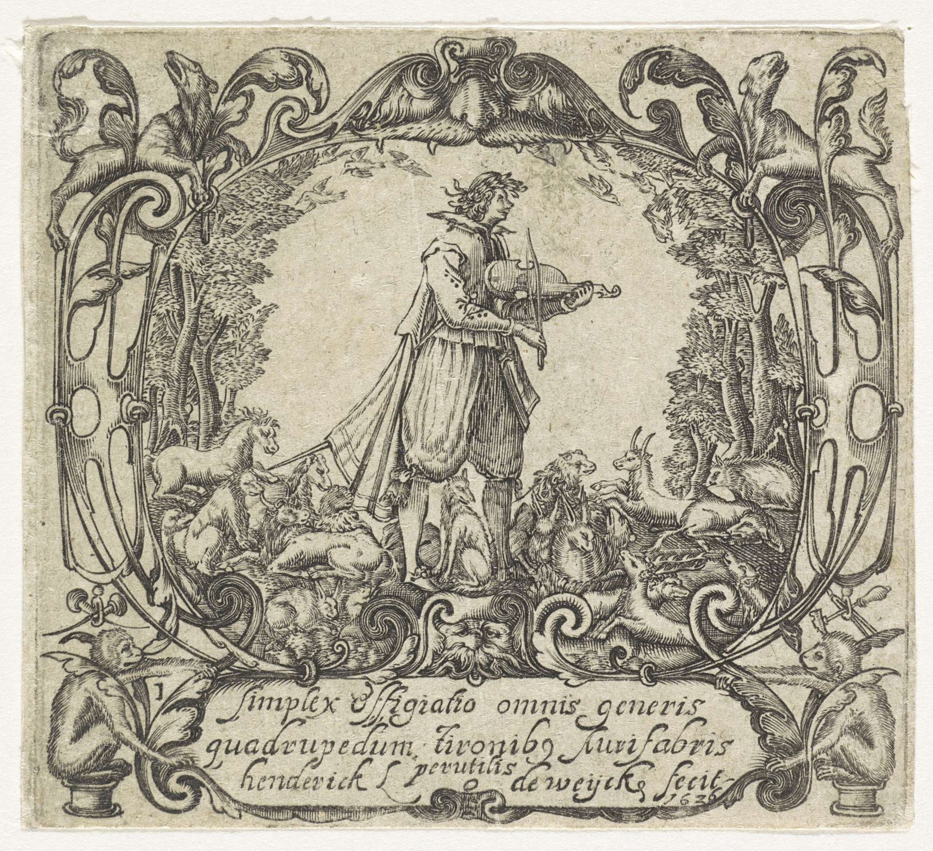 Orpheus speelt voor de dieren by Hendrick L. de Weyck