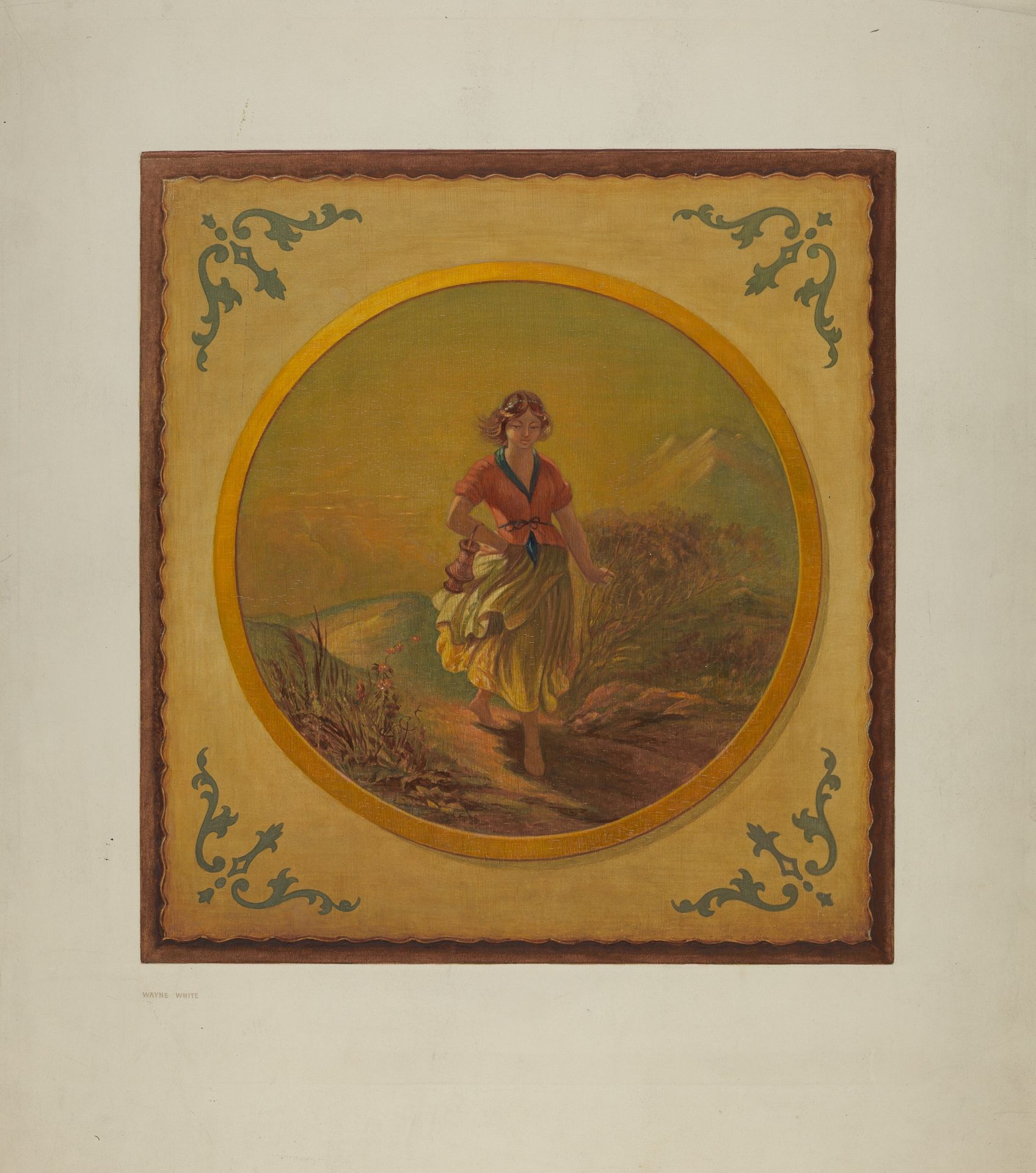 Painted Panel from Pullman Car Interior by Wayne White