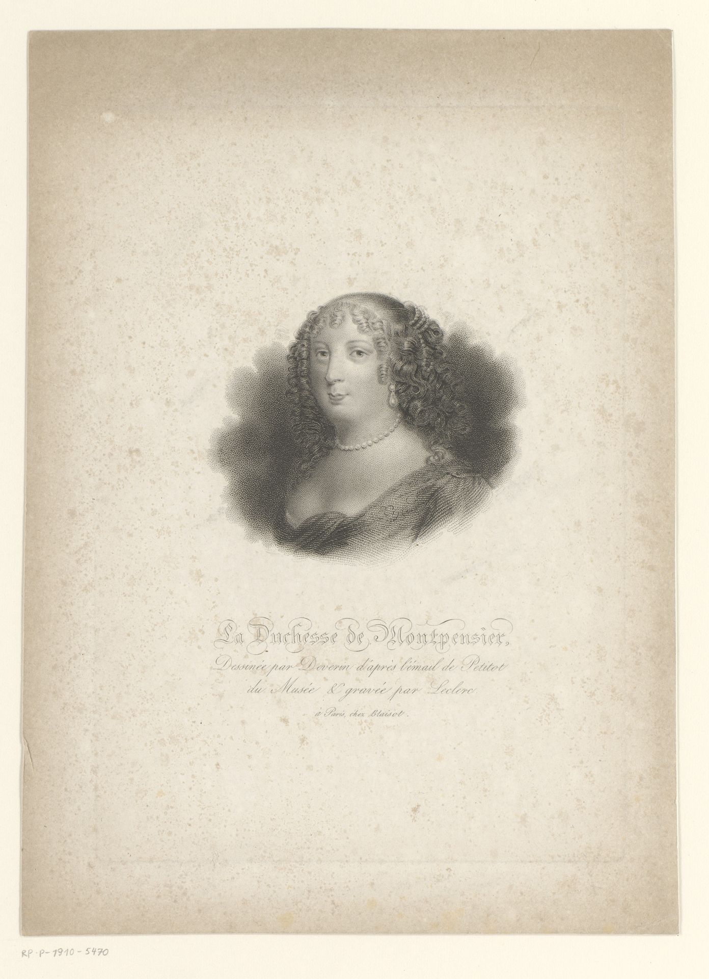 Portret van Anne Marie Louise van Orléans by J. Leclerc