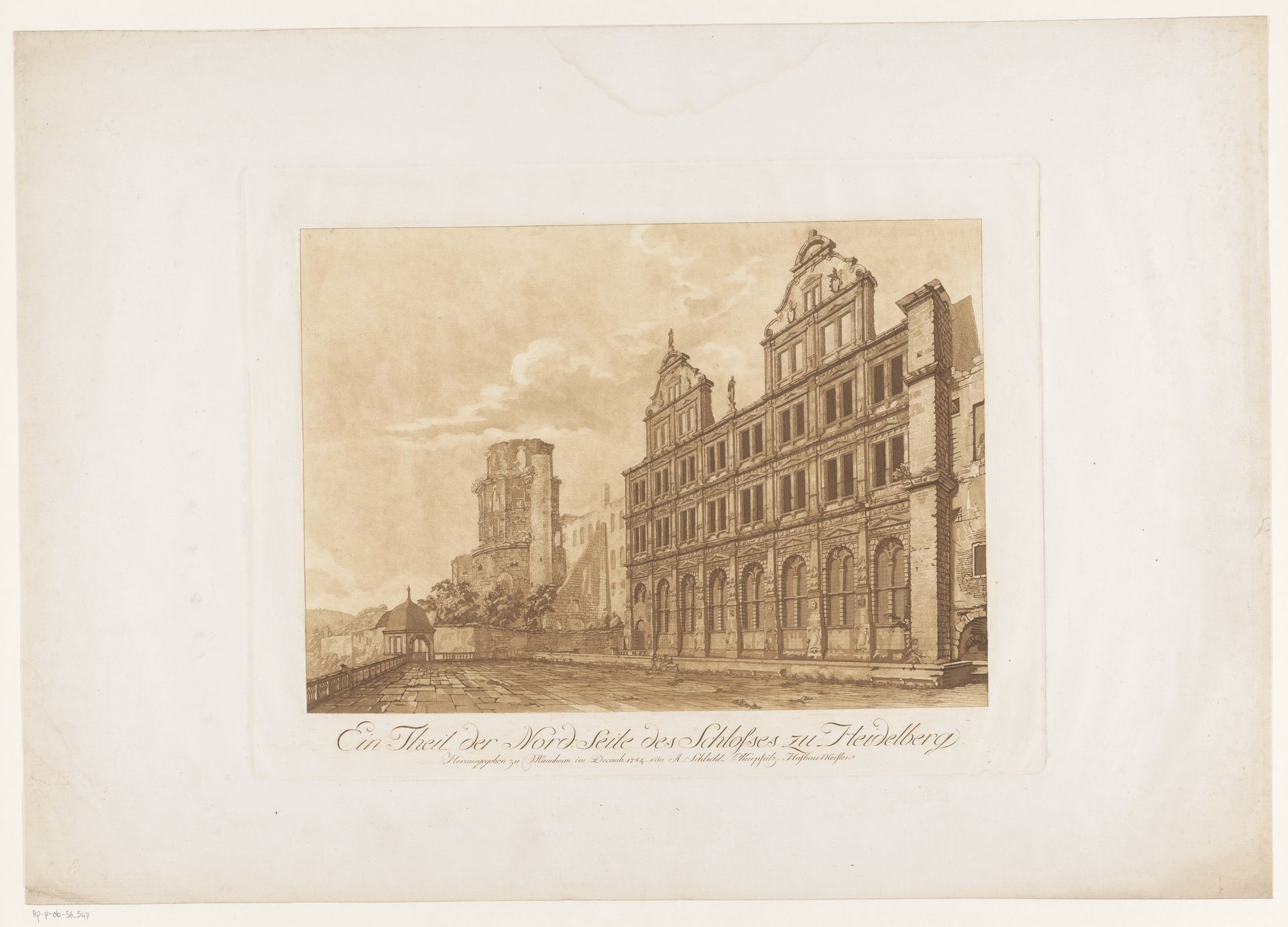 Gezicht op de noordzijde van Schloss Heidelberg by Abel Schlicht
