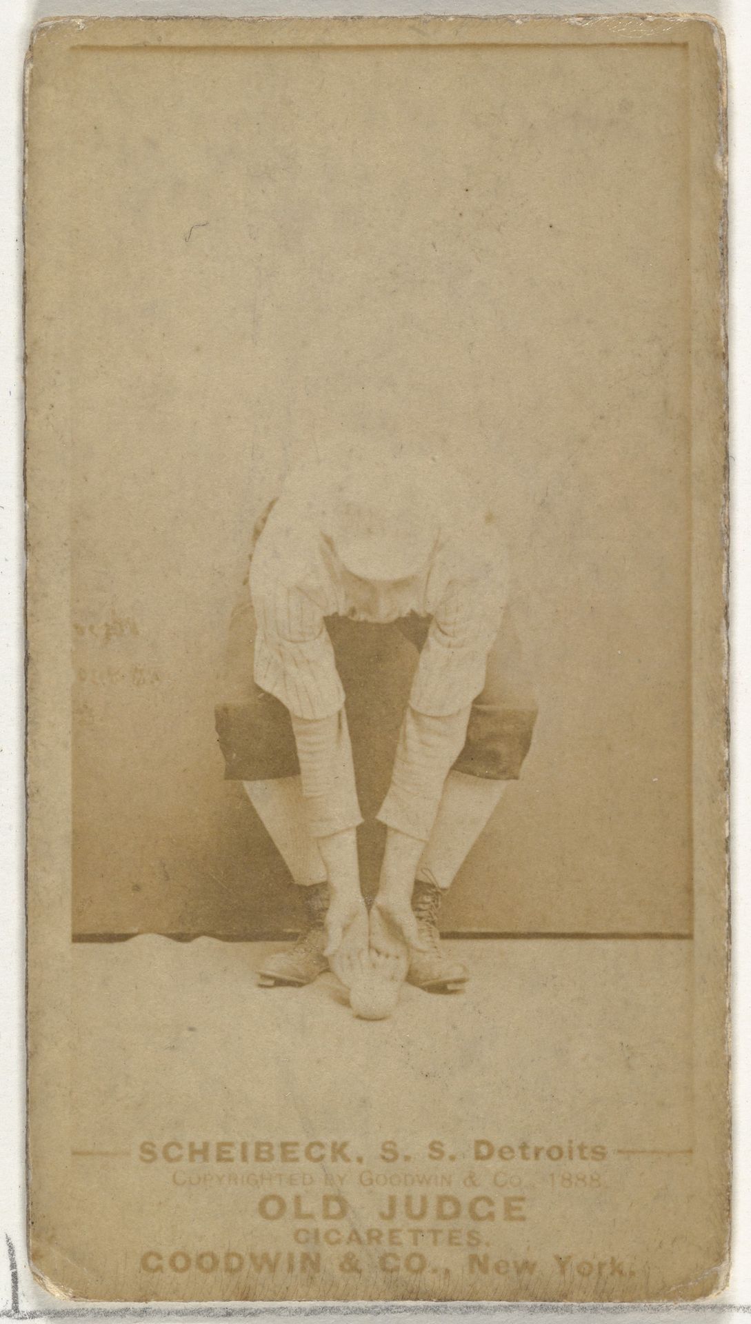 Frank Scheibeck, Shortstop, Detroit Wolverines, from the Old Judge series (N172) for Old Judge Cigarettes by Goodwin & Company