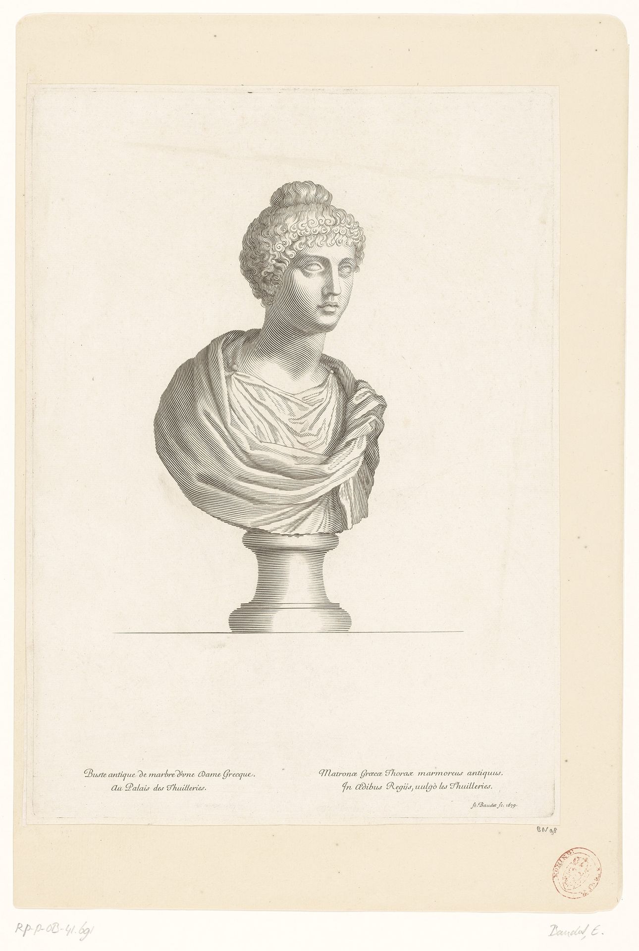 Antieke buste van een Griekse vrouw by Etienne Baudet