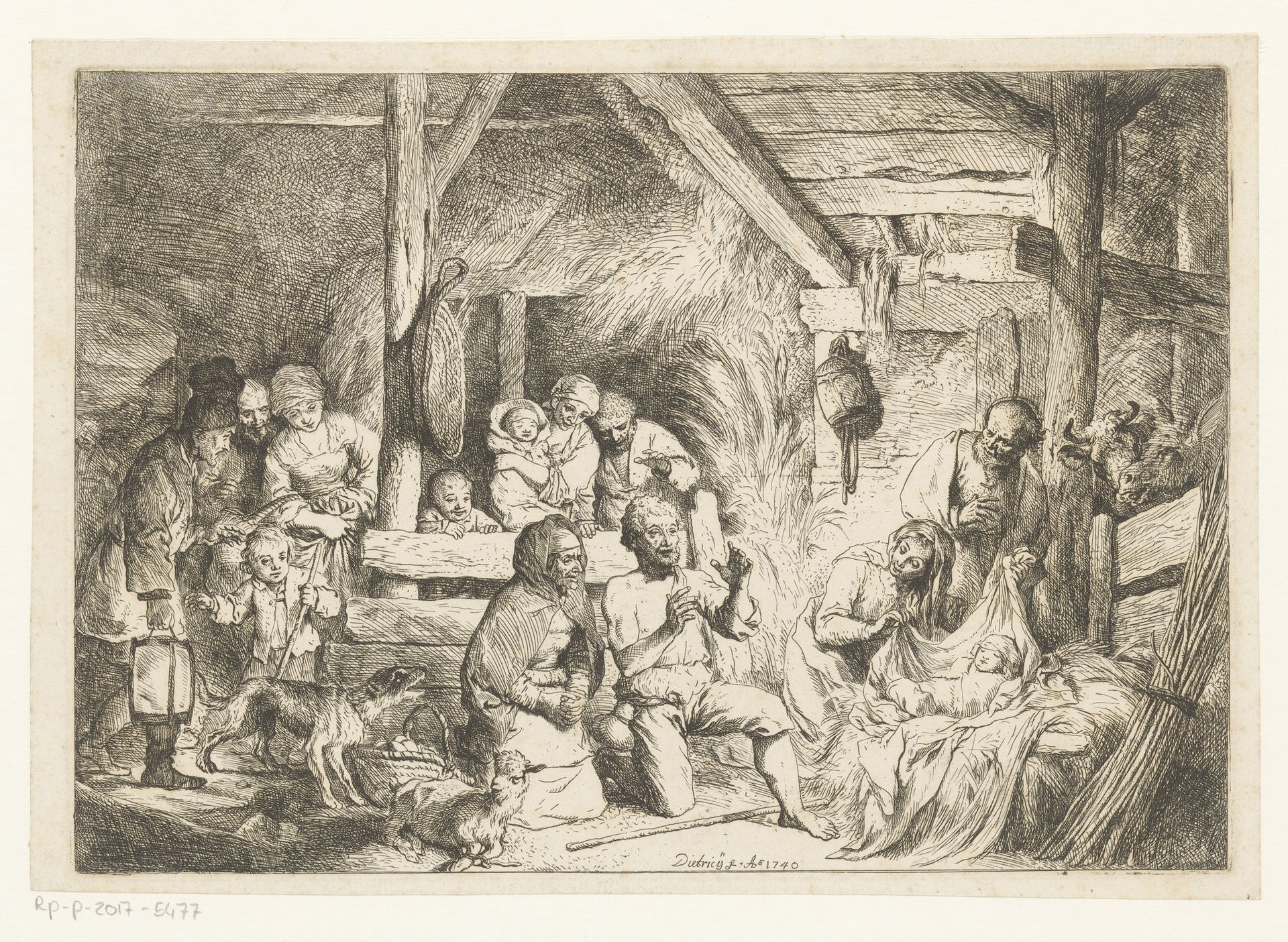 Aanbidding door de herders by Christian Wilhelm Ernst Dietrich