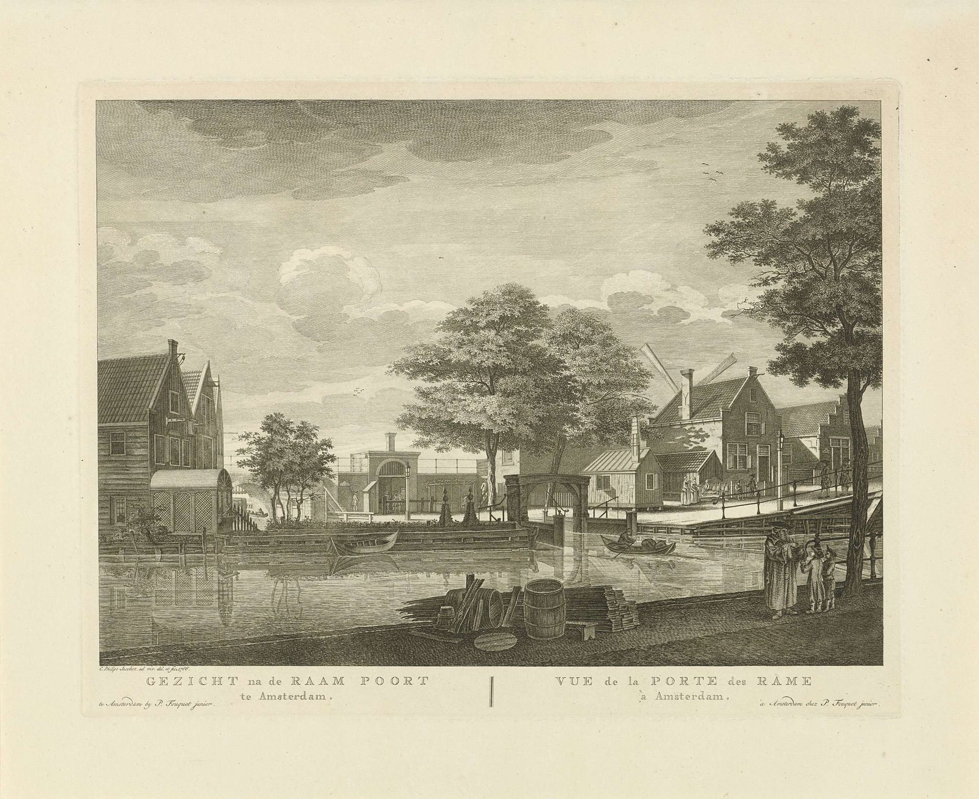 Gezicht op de Raampoort te Amsterdam by Caspar Jacobsz. Philips